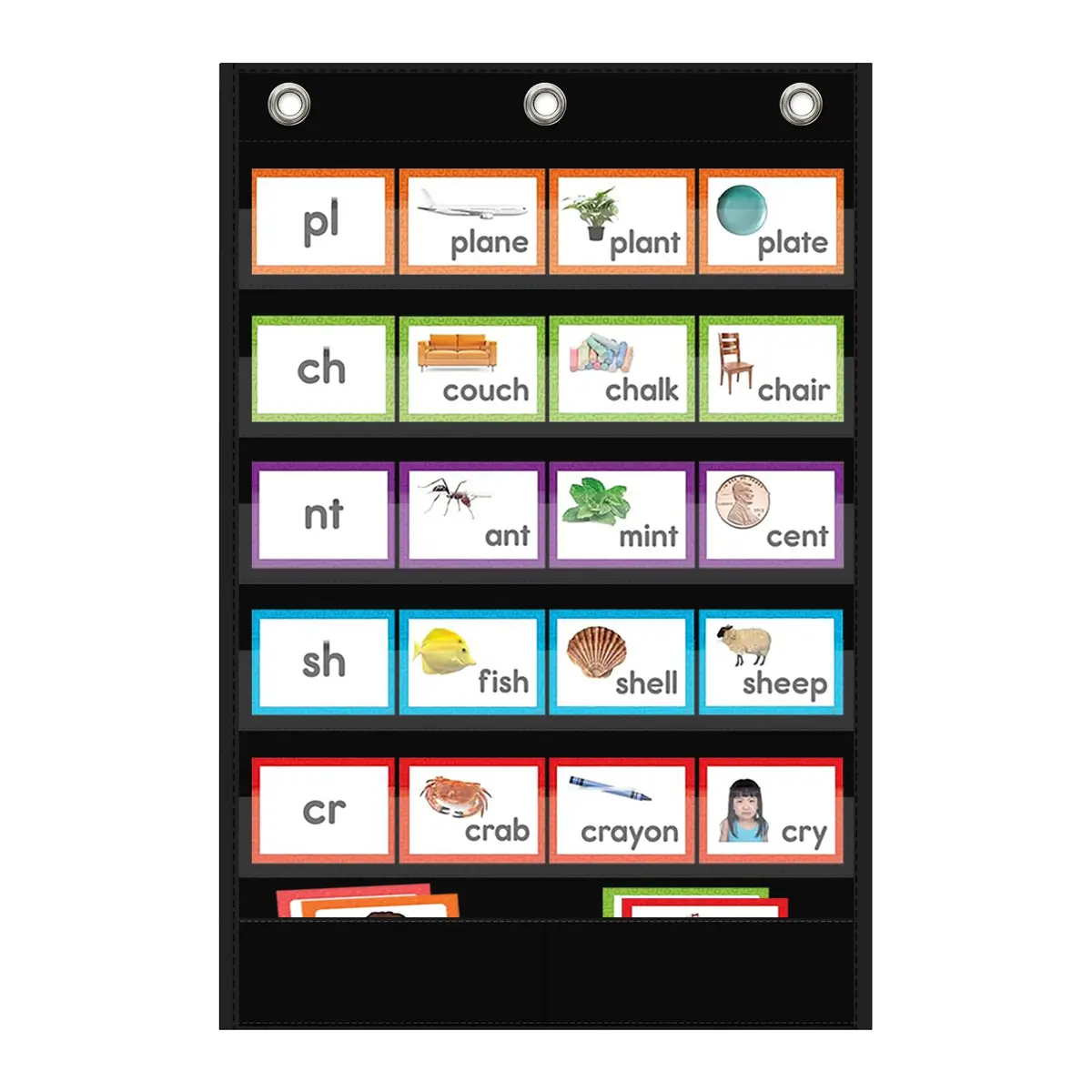 ANCOMEDO Standard Pocket Chart with Storage Pocket, 25.2"H x 17"L, 5+1 Pockets | Clear Words Wall Chart for School Home Office - main product image