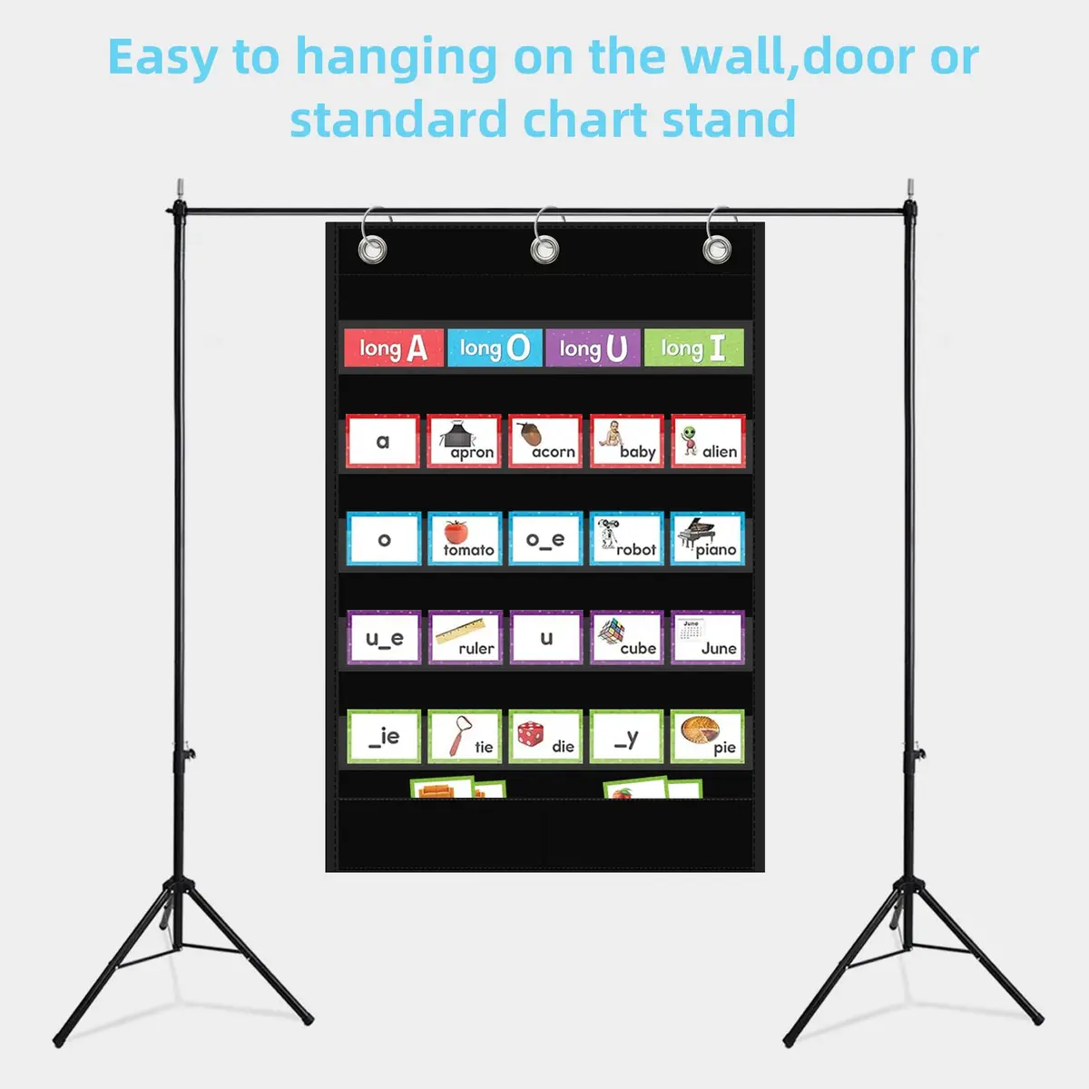 ANCOMEDO Standard Pocket Chart with Storage Pocket, 25.2"H x 17"L, 5+1 Pockets | Clear Words Wall Chart for School Home Office - view 6