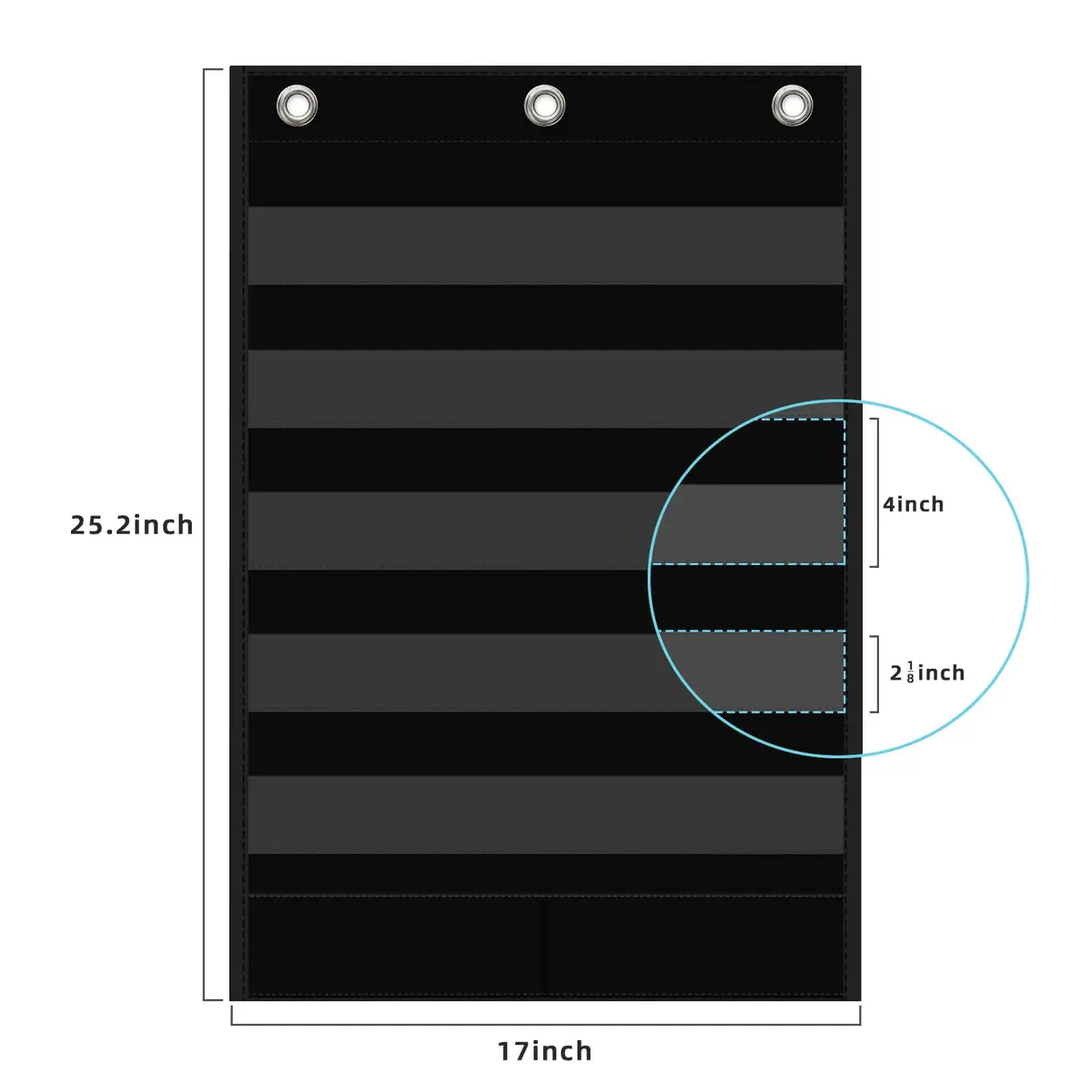 ANCOMEDO Standard Pocket Chart with Storage Pocket, 25.2"H x 17"L, 5+1 Pockets | Clear Words Wall Chart for School Home Office - view 2