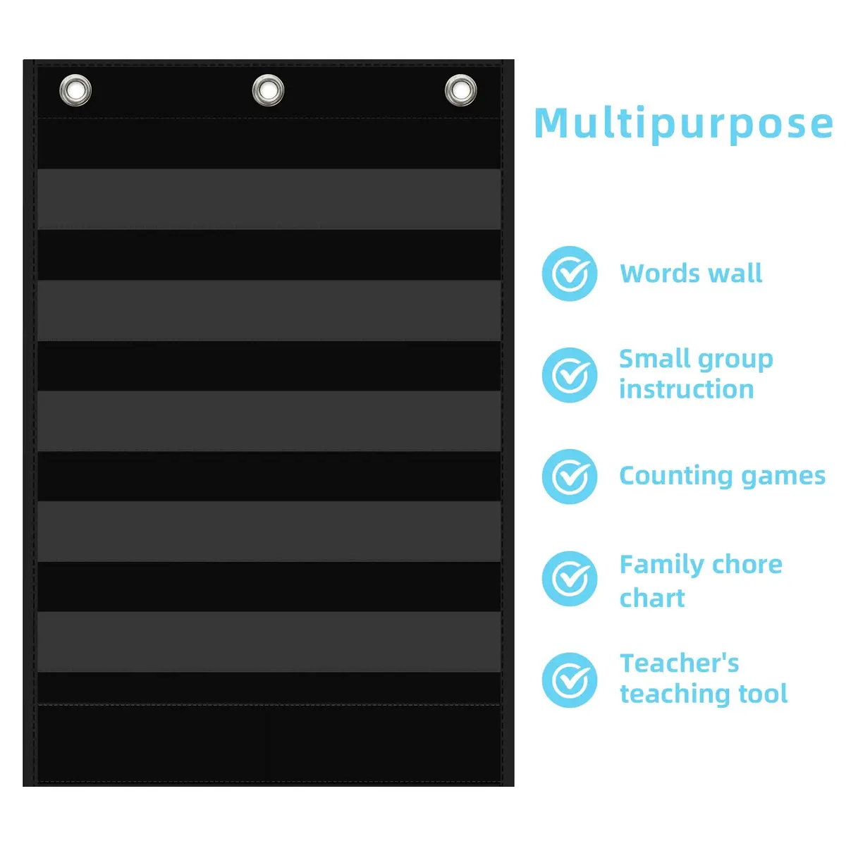 ANCOMEDO Standard Pocket Chart with Storage Pocket, 25.2"H x 17"L, 5+1 Pockets | Clear Words Wall Chart for School Home Office - view 4
