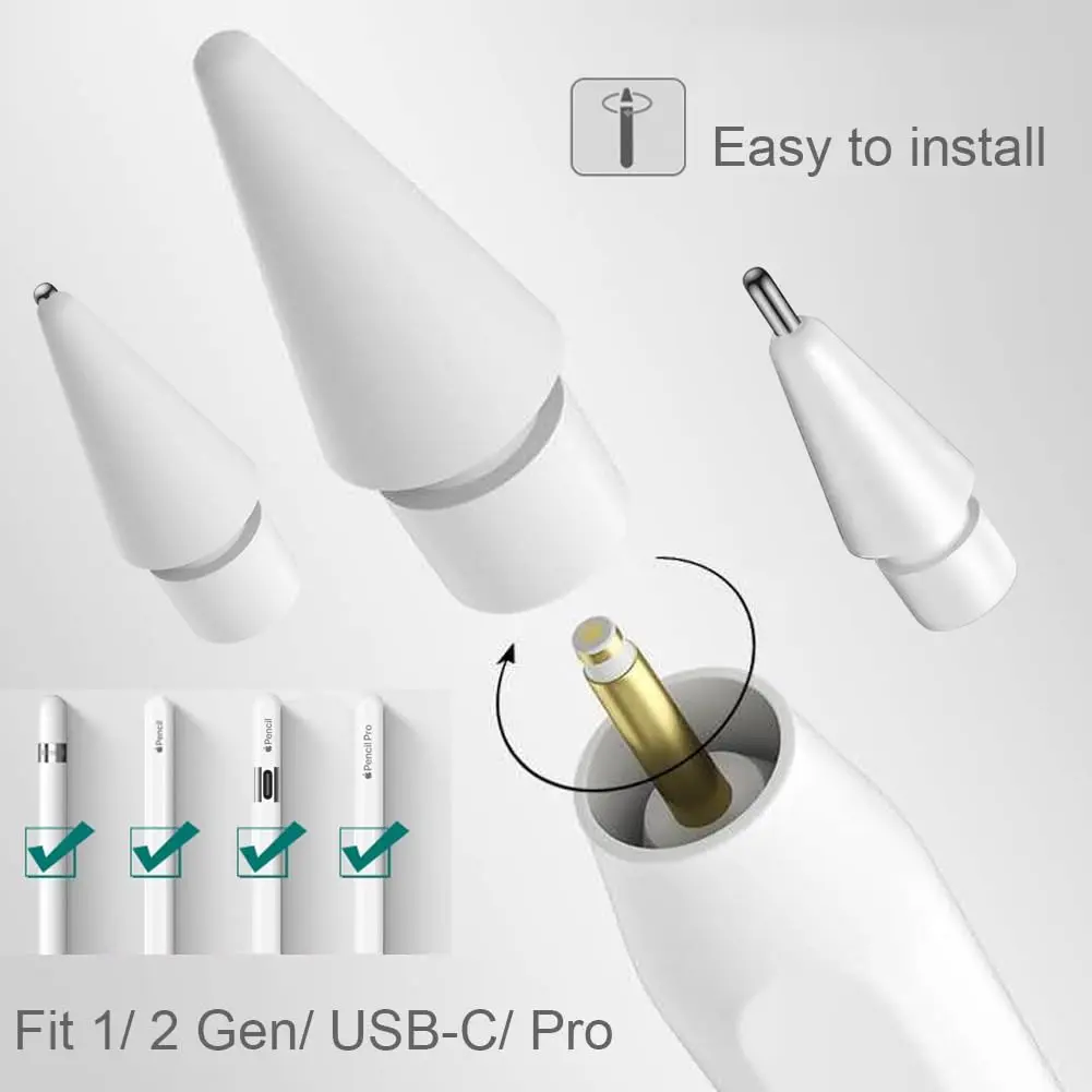 SIXFU Replacement Tips for Apple Pencil, Mix Metal Tips for Apple Pencil 2nd Gen/1st Gen/USB C/Pro, 4 Pack | Precise Control & Wear-Resistant - view 2