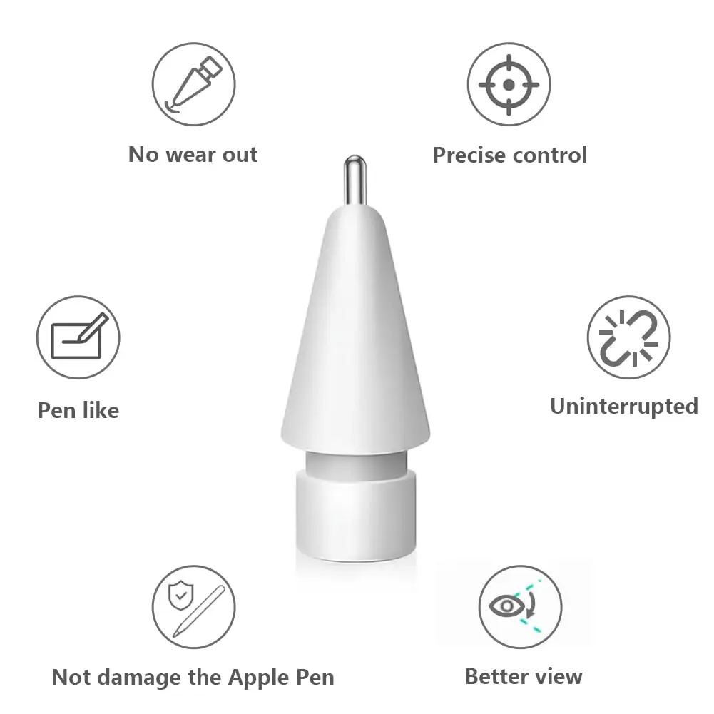 SIXFU Replacement Tips for Apple Pencil, Mix Metal Tips for Apple Pencil 2nd Gen/1st Gen/USB C/Pro, 4 Pack | Precise Control & Wear-Resistant - view 3