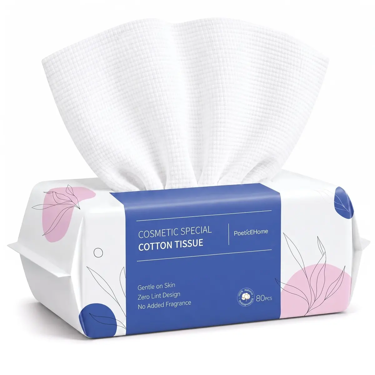PoeticEHome Disposable Face Towels 80 Count | Thick Yet Soft Cotton, Double-Sided for Daily Skincare - main product image