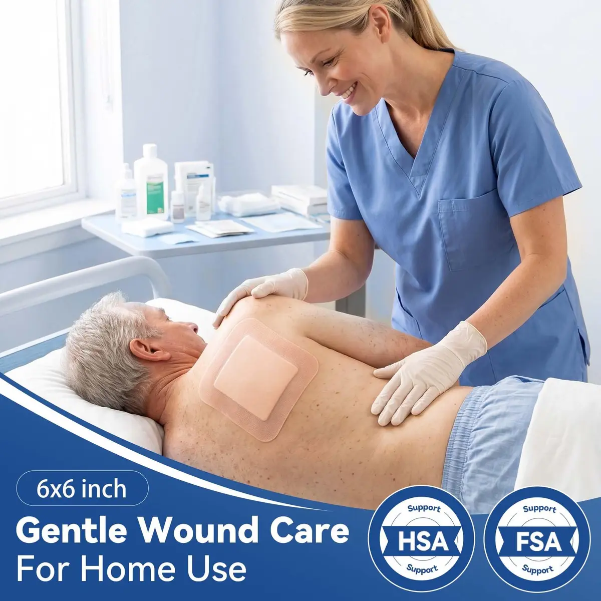 Dimora Silicone Super Absorbent Wound Dressings 6"x 6" (15cm x 15cm) | Gentle Adhesive Bandages with Ultrasorb Polymer for Heavy Exudate Wound Care (10 Packs) - view 6