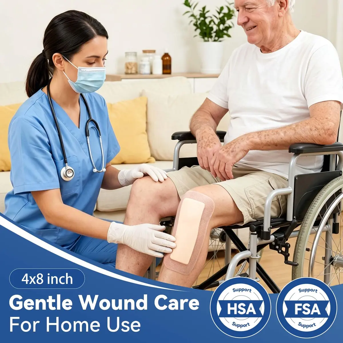 Dimora Silicone Ultra Absorbent Dressing Pads 4"x 8" (10 Count) | Waterproof Wound Bandage for Exudate Management - view 5