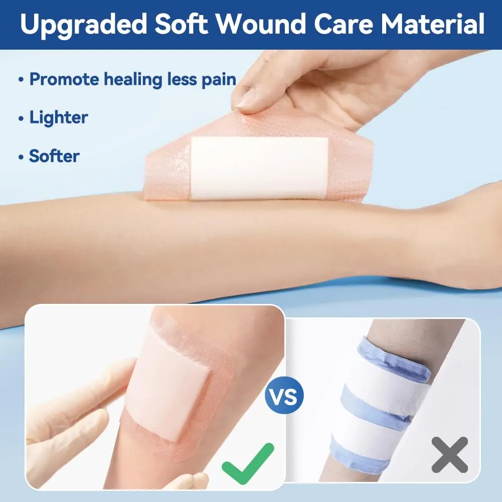 Dimora Silicone Ultra Absorbent Dressing Pads 4"x 8" (10 Count) | Waterproof Wound Bandage for Exudate Management - view 7