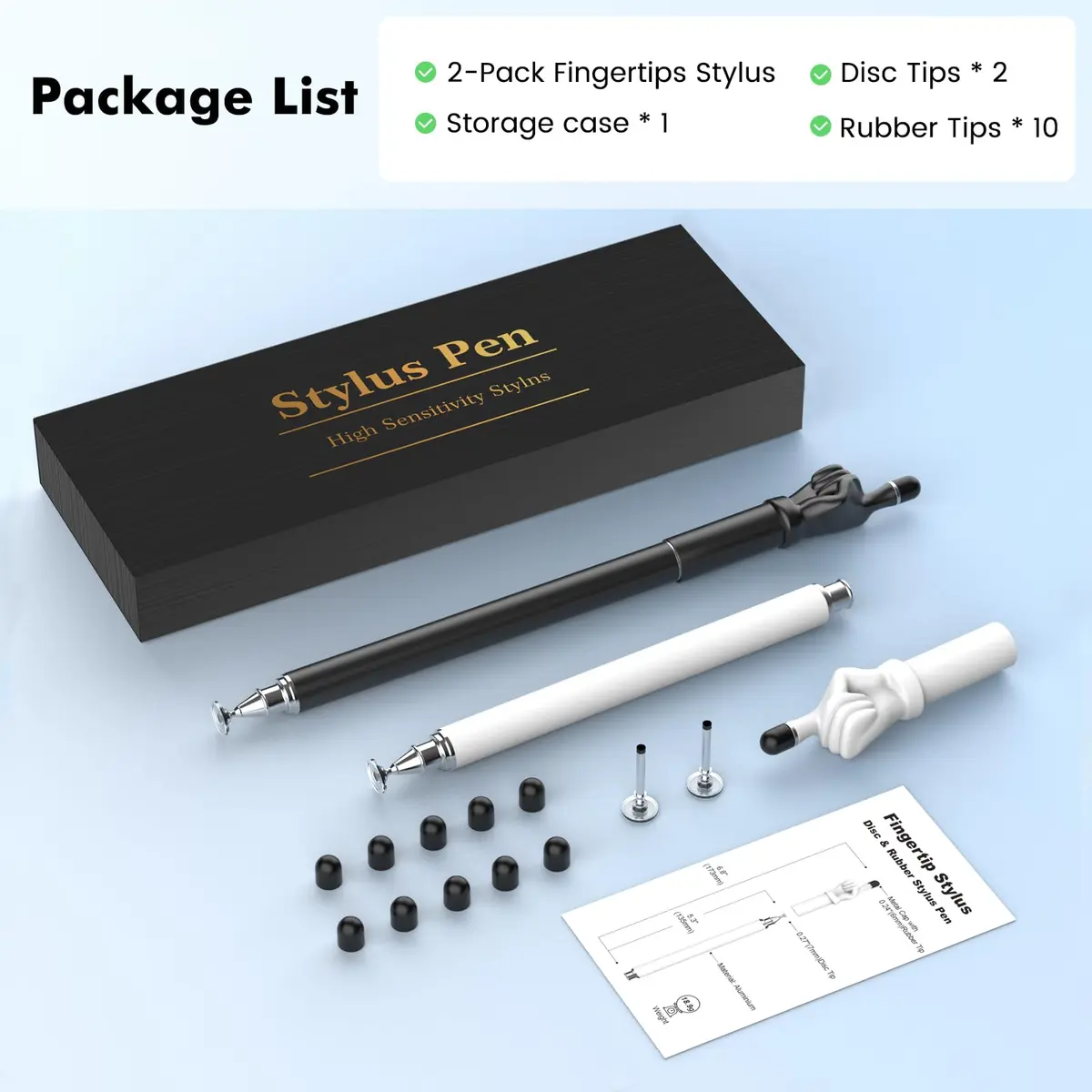 MEKO Stylus Pen for Touchscreen | 2-in-1 Precision & Comfort (Black/White, Aluminum) - view 5