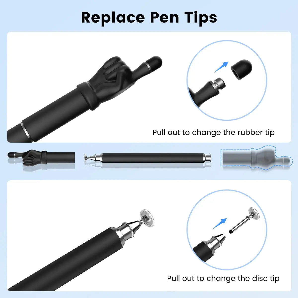 MEKO Stylus Pen for Touchscreen | 2-in-1 Precision & Comfort (Black/White, Aluminum) - view 8