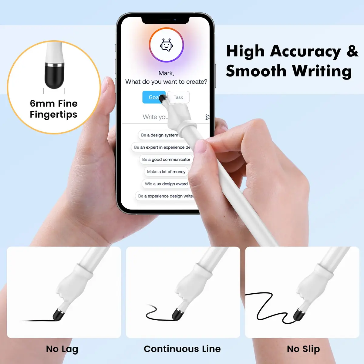 MEKO Stylus Pen for Touchscreen | 2-in-1 Precision & Comfort (Black/White, Aluminum) - view 3