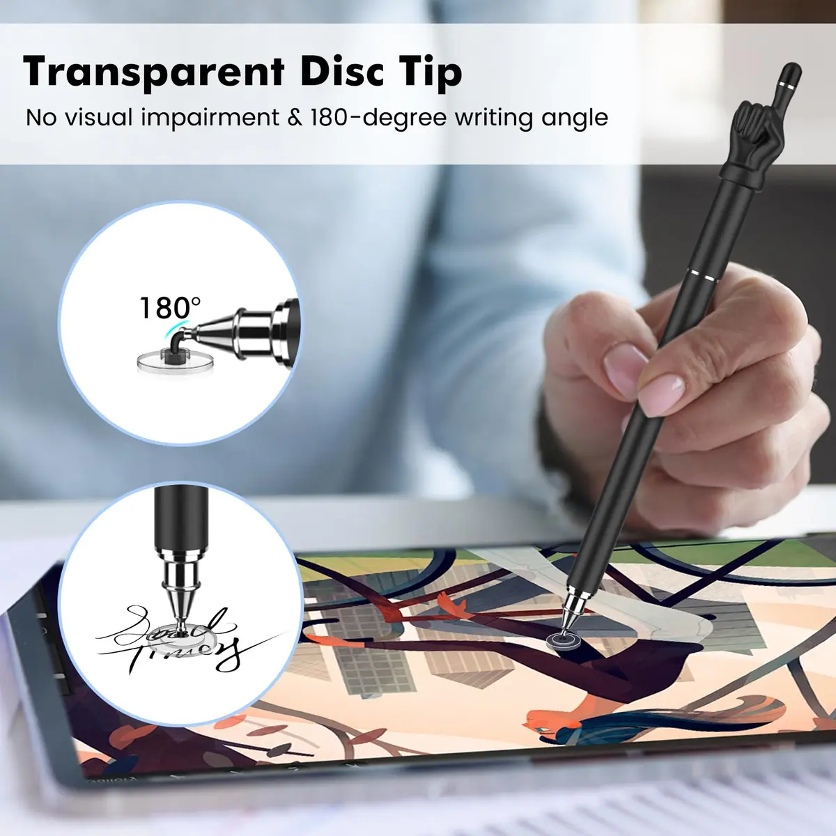 MEKO Stylus Pen for Touchscreen | 2-in-1 Precision & Comfort (Black/White, Aluminum) - view 4
