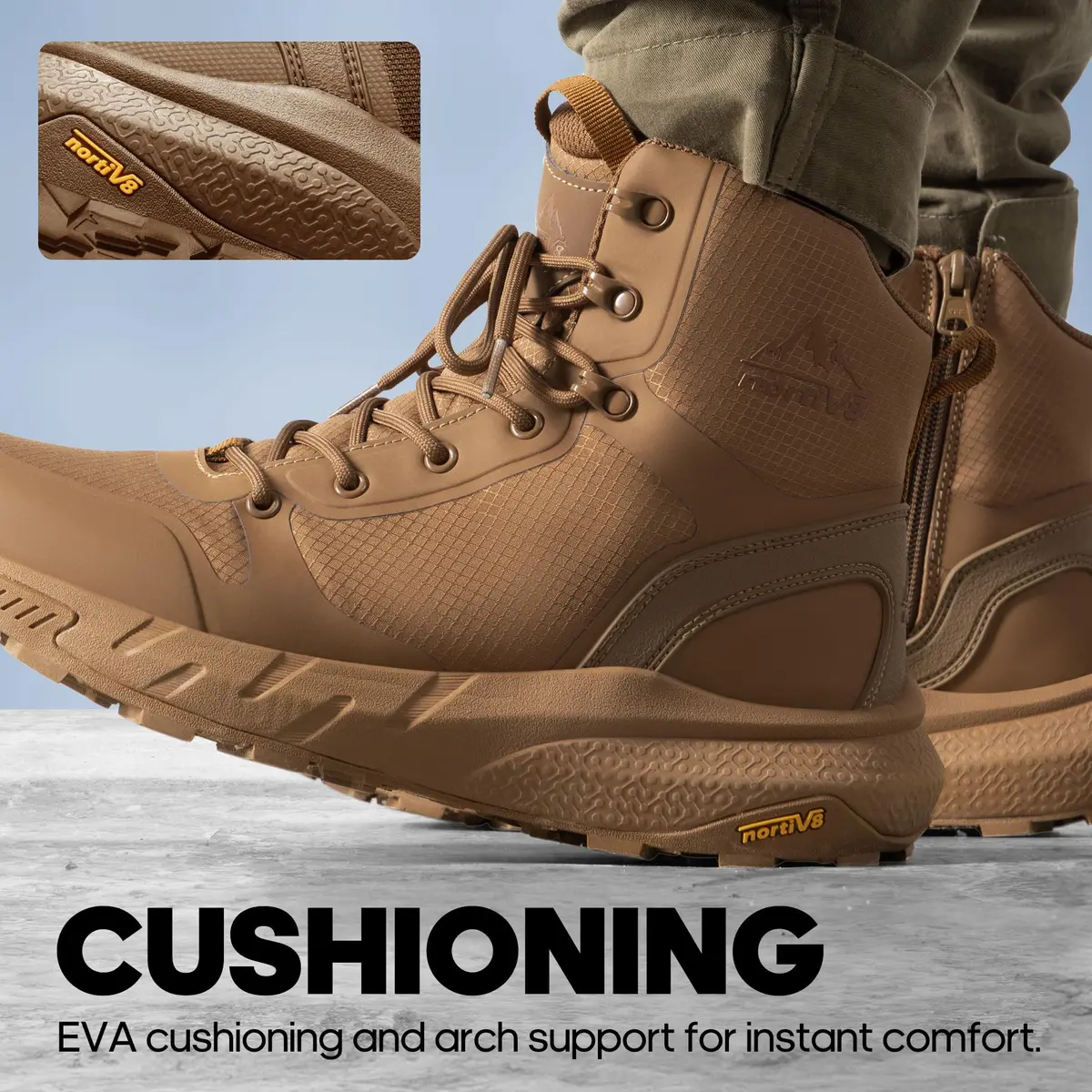 NORTIV 8 Men's Military Tactical Boot Zipper Lightweight Coyote 8 (26.4cm / 10.4in) - view 4