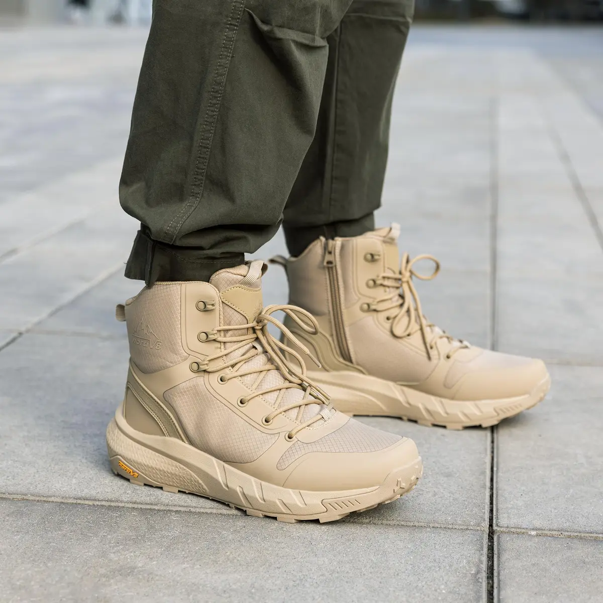 NORTIV 8 Men's Military Tactical Boot Zipper Lightweight Sand 10 | Durable, Breathable & Supportive - view 2