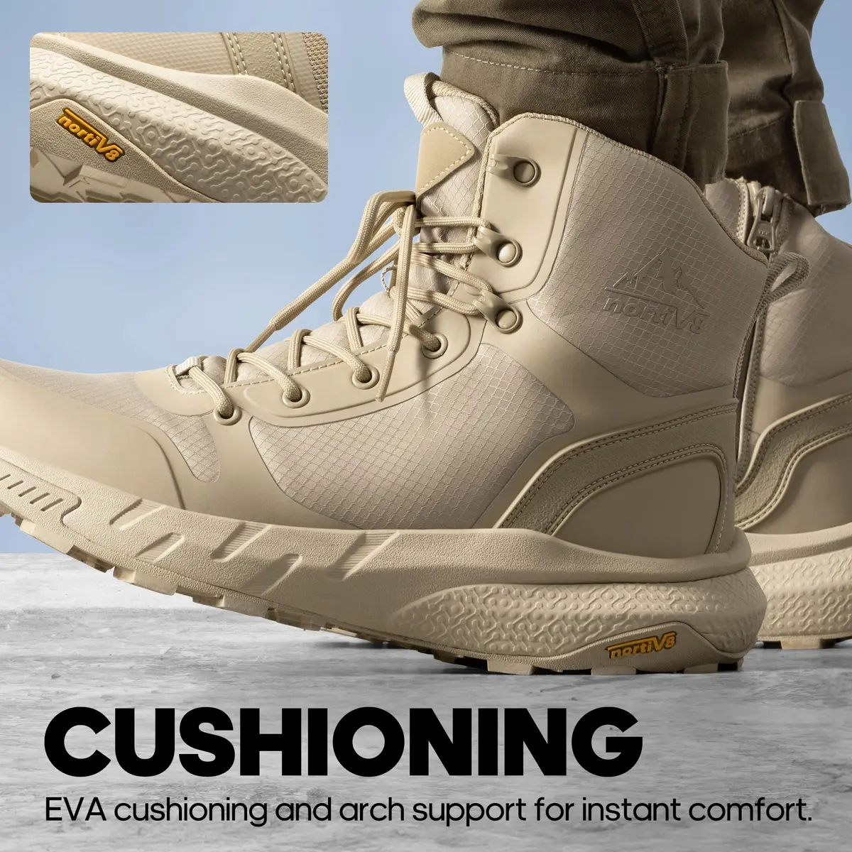 NORTIV 8 Men's Military Tactical Boot Zipper Lightweight Sand 10 | Durable, Breathable & Supportive - view 4
