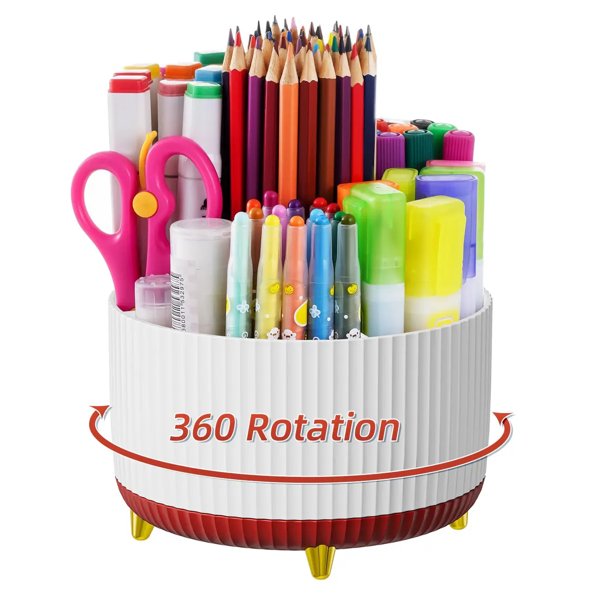 Marbrasse 360 Rotating Desk Organizer 15.7cm (6.18 in) with 5 Compartments | Smooth Rotation for Office, Home, and Craft Supplies - main product image