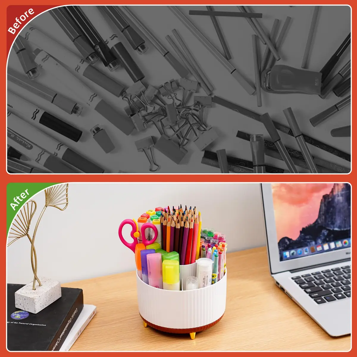 Marbrasse 360 Rotating Desk Organizer 15.7cm (6.18 in) with 5 Compartments | Smooth Rotation for Office, Home, and Craft Supplies - view 7
