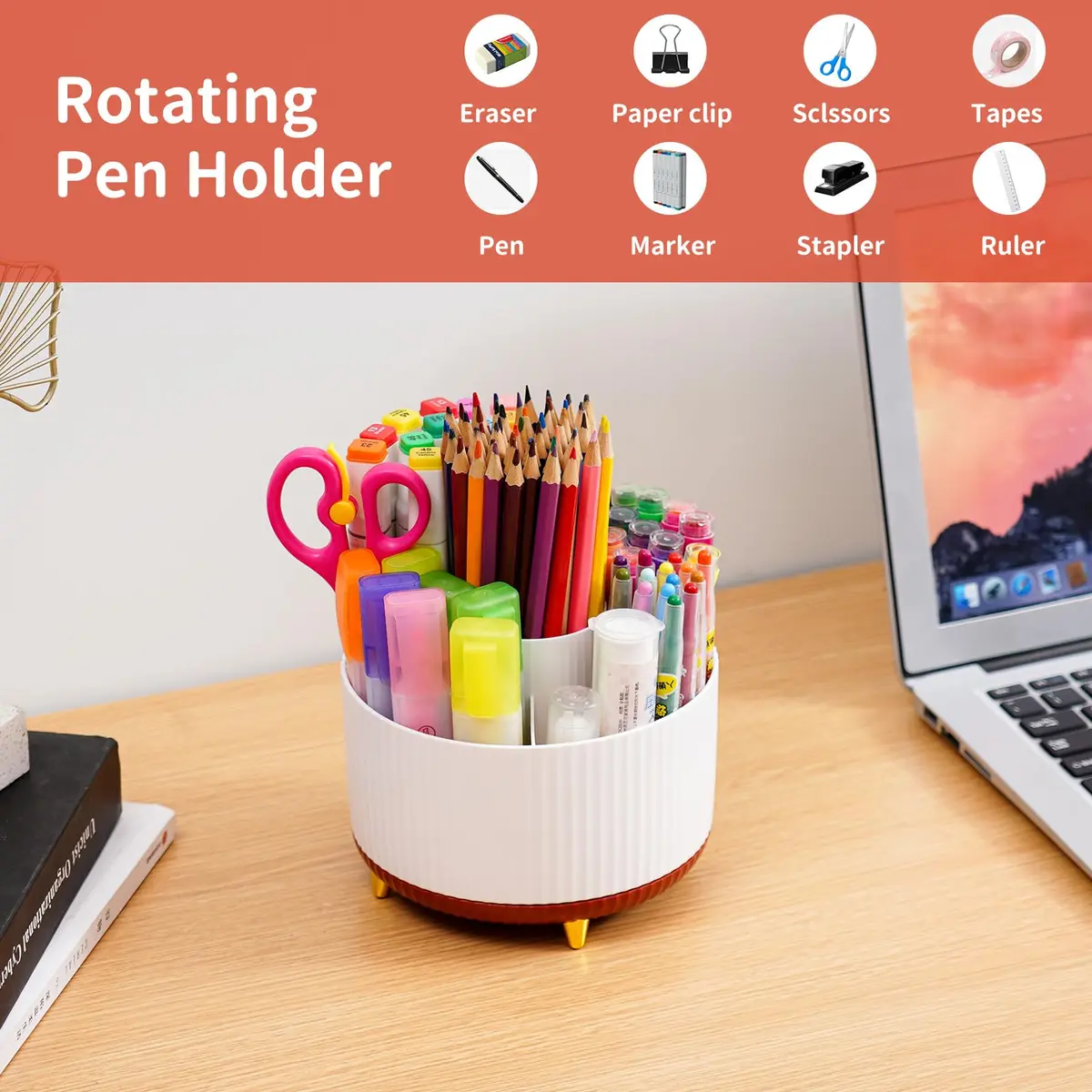 Marbrasse 360 Rotating Desk Organizer 15.7cm (6.18 in) with 5 Compartments | Smooth Rotation for Office, Home, and Craft Supplies - view 3