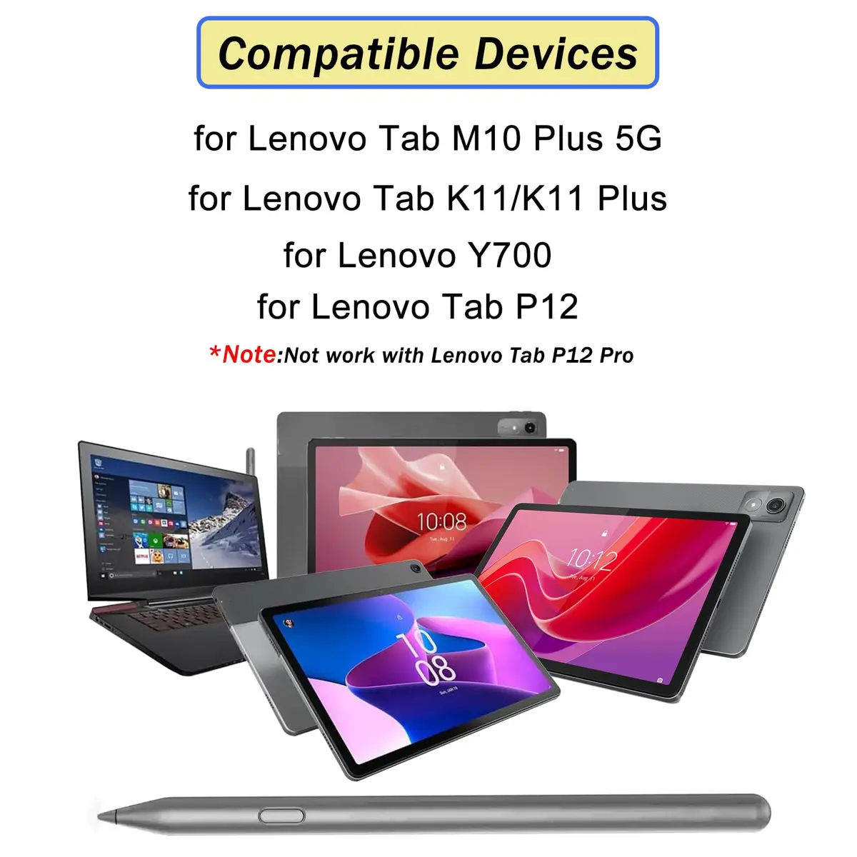 Mingxiong Tab Pen Plus Stylus for Lenovo Tab Plus, M11, P12, K11, Y700 | 4096 Pressure Levels, Palm Rejection - view 2