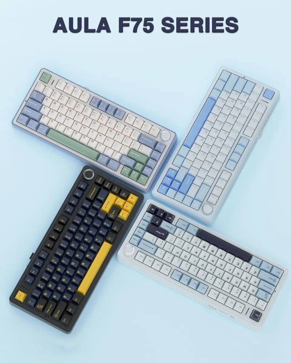 AULA F75 75% Wireless Mechanical Keyboard Glacial Blue | Hot-Swappable, Tri-Mode Connectivity, RGB Backlit, 81 Keys - view 9