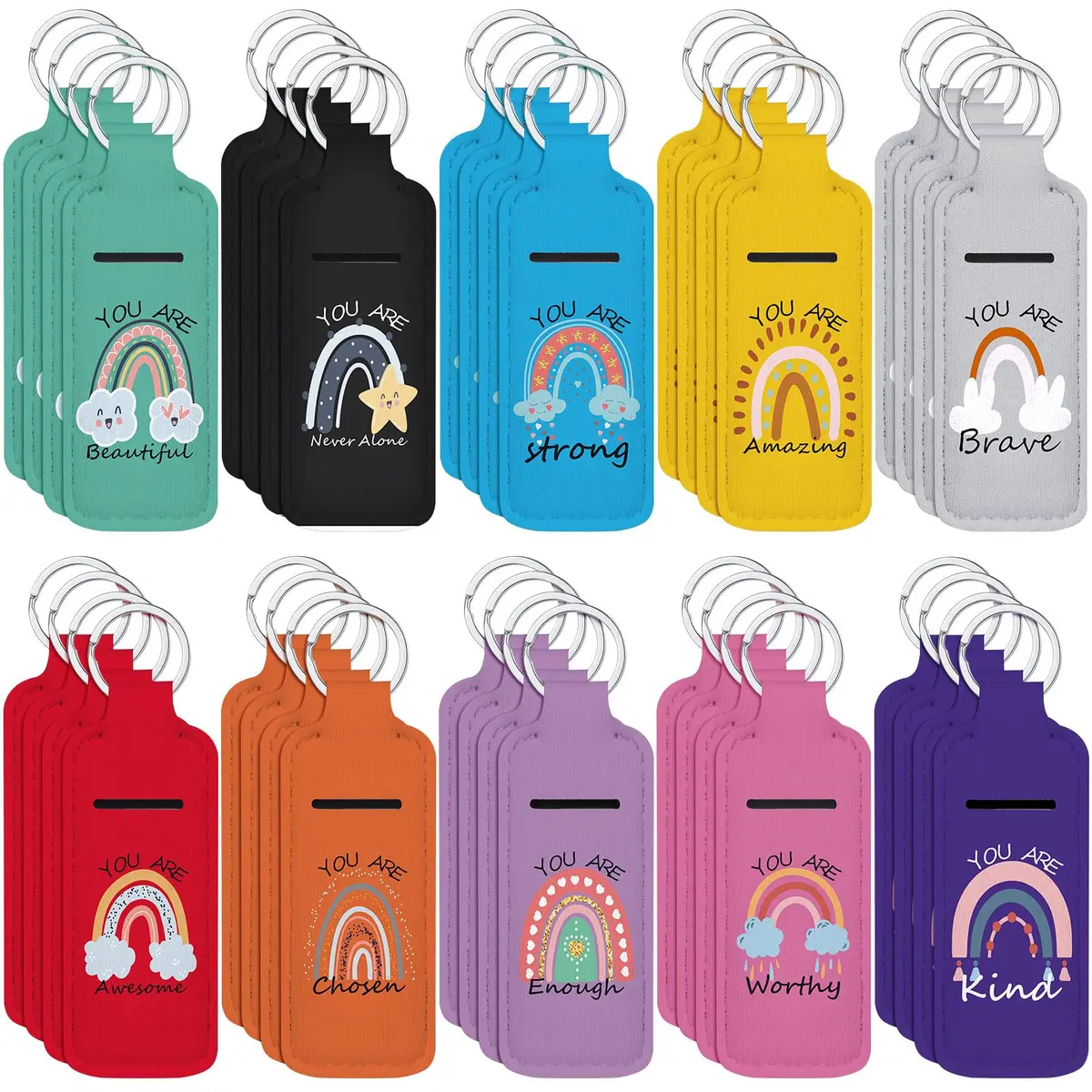 Ctosree Rainbow Lipstick Lip Balm Keychain 40 pcs | Inspirational & Portable (70-120 chars) - main product image