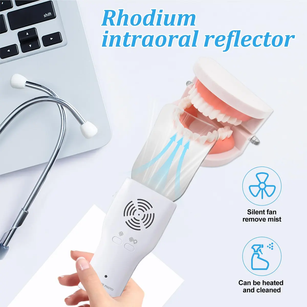 Ceonam Fog-Free Dental Photography Mirror Kit with 4 Rhodium Intraoral Mirrors | Fog-Free, LED Light, Rechargeable - view 4