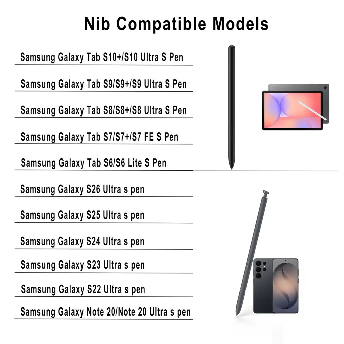 NWANTF Metal S Pen Nibs & Plastic Nibs Set for Samsung Galaxy Tab S10/S9/S8/S7/S6, S26/S25/S24/S23/S22 Ultra S Pen, 14 pcs - view 2