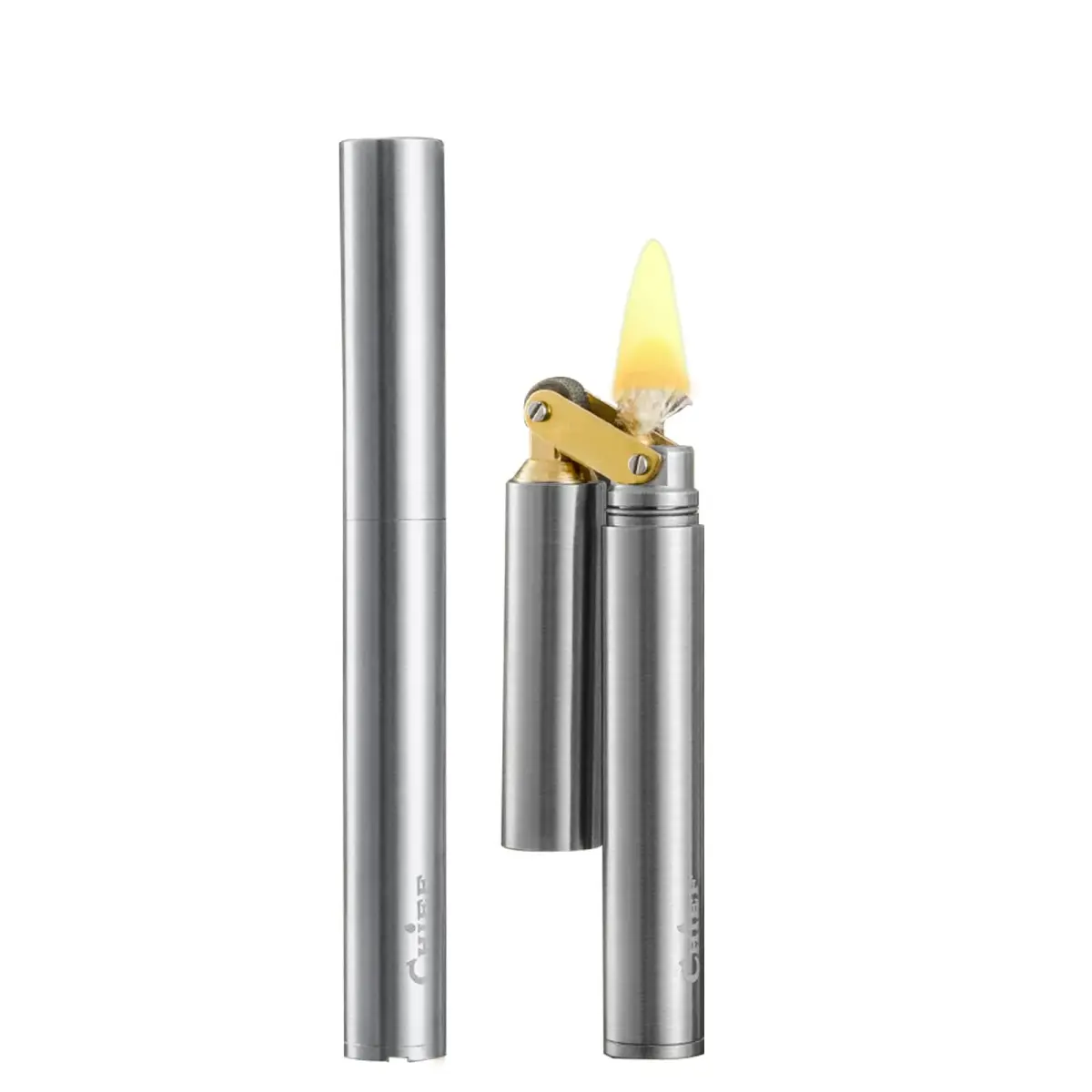 DOUBFIVSY Vintage Gray Kerosene Lighter - Windproof Refillable Trench Design with Gift Box - main product image