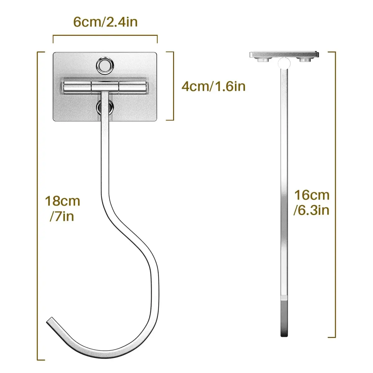 bussdis 2-Pack Self Adhesive Banana Hook, Metal Banana Hanger Hook, Under Cabinet Hook for Kitchen Items, Foldable Banana Hook, Silver - view 8