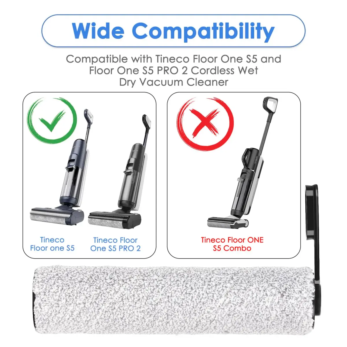 MIBUMIKI Replacement Brush Rollers for Tineco Floor One S5/S5 Pro/iFLOOR 5 Breeze (4-Pack, 3.6 inches) | High-Performance Microfiber for Hard Floors - view 2