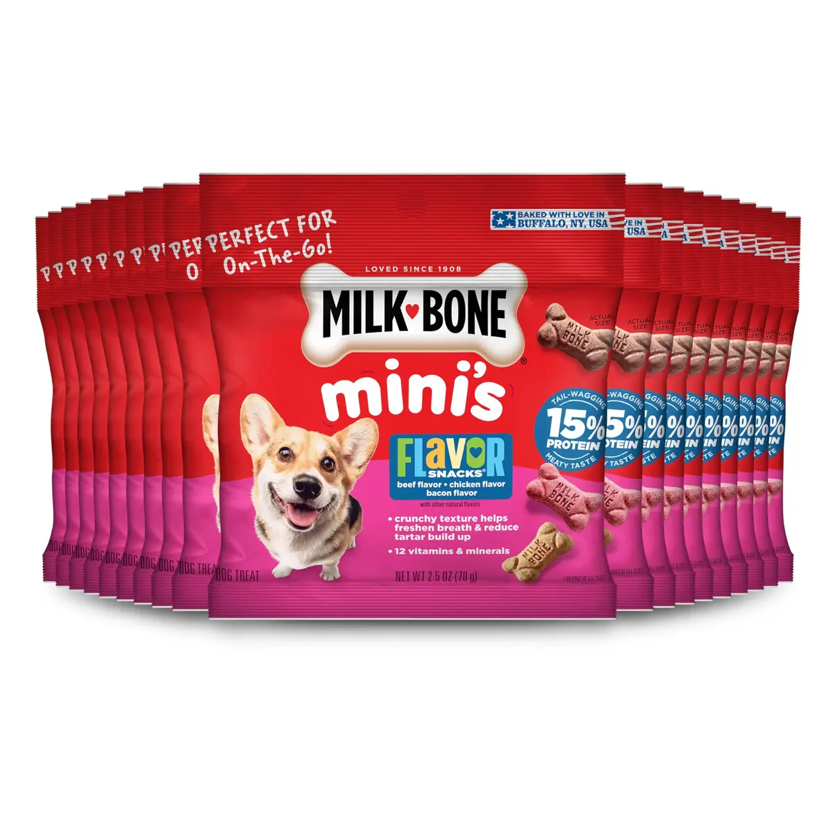 Milk-Bone Flavor Snacks Mini’s Dog Treats 2.5oz | Assorted Flavors, Wholesome & Crunchy - main product image