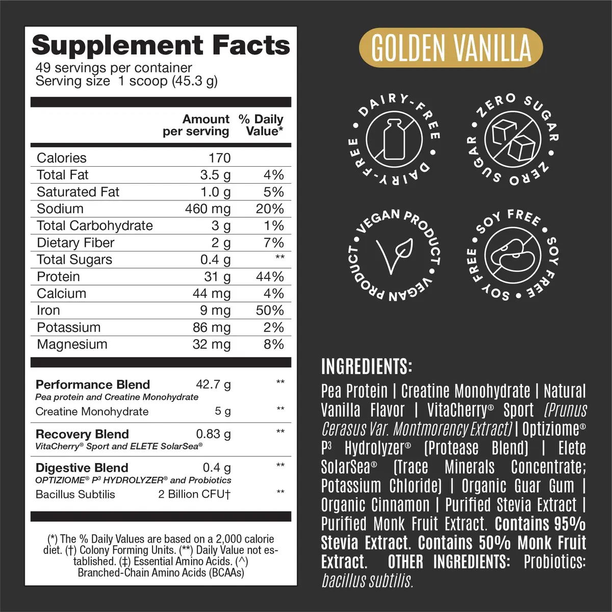 BIRDMAN Falcon Performance Vegan Protein Powder, 5 lb | 31g Protein, 5g Creatine, 5g BCAA, Probiotics, Electrolytes, Low Carb, Sugar Free, Dairy Free - view 4