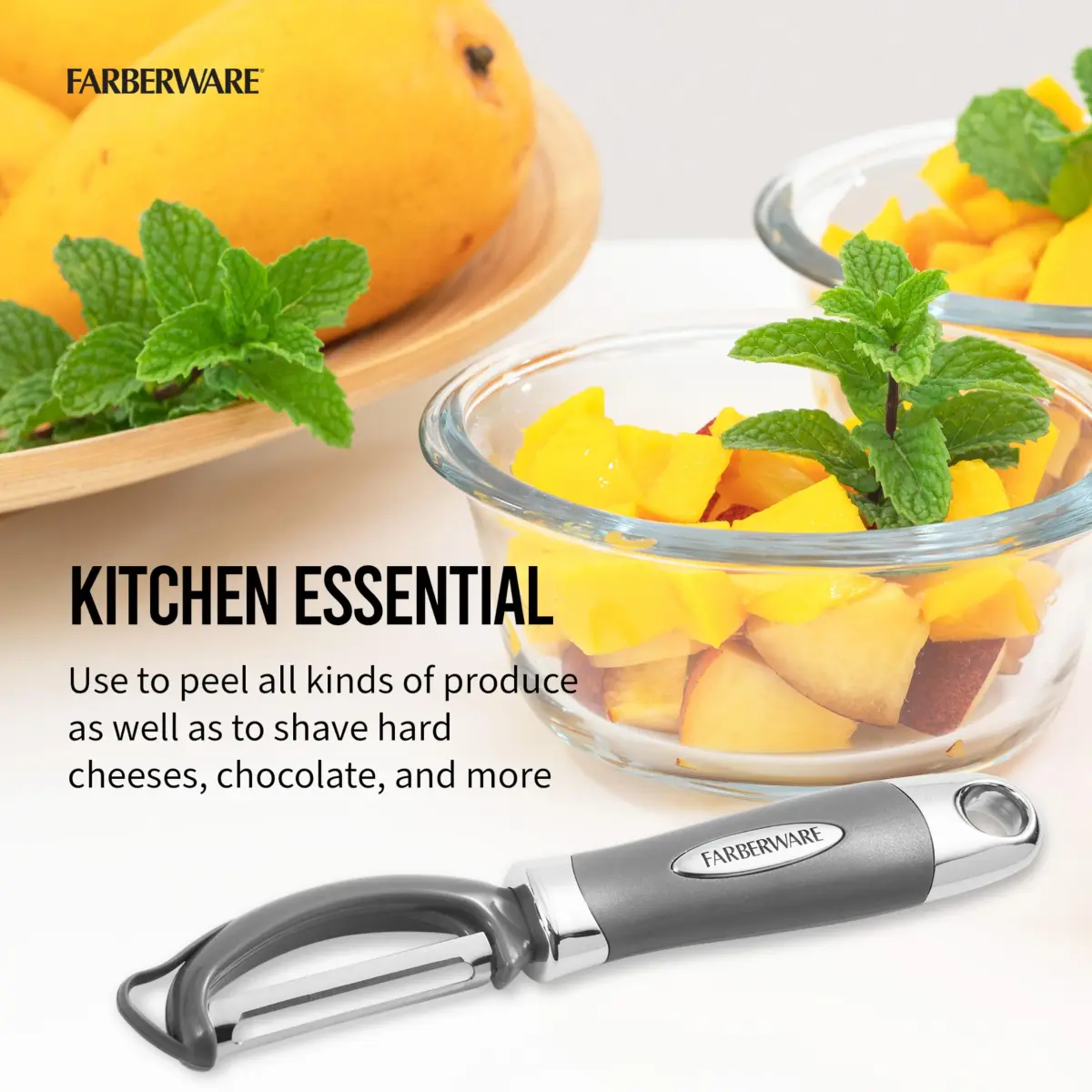 Farberware Professional Euro Vegetable Peeler with Ergonomic Handle, Razor-Sharp Stainless Steel Swivel Blade | 20 cm (7.87 inches) - view 3