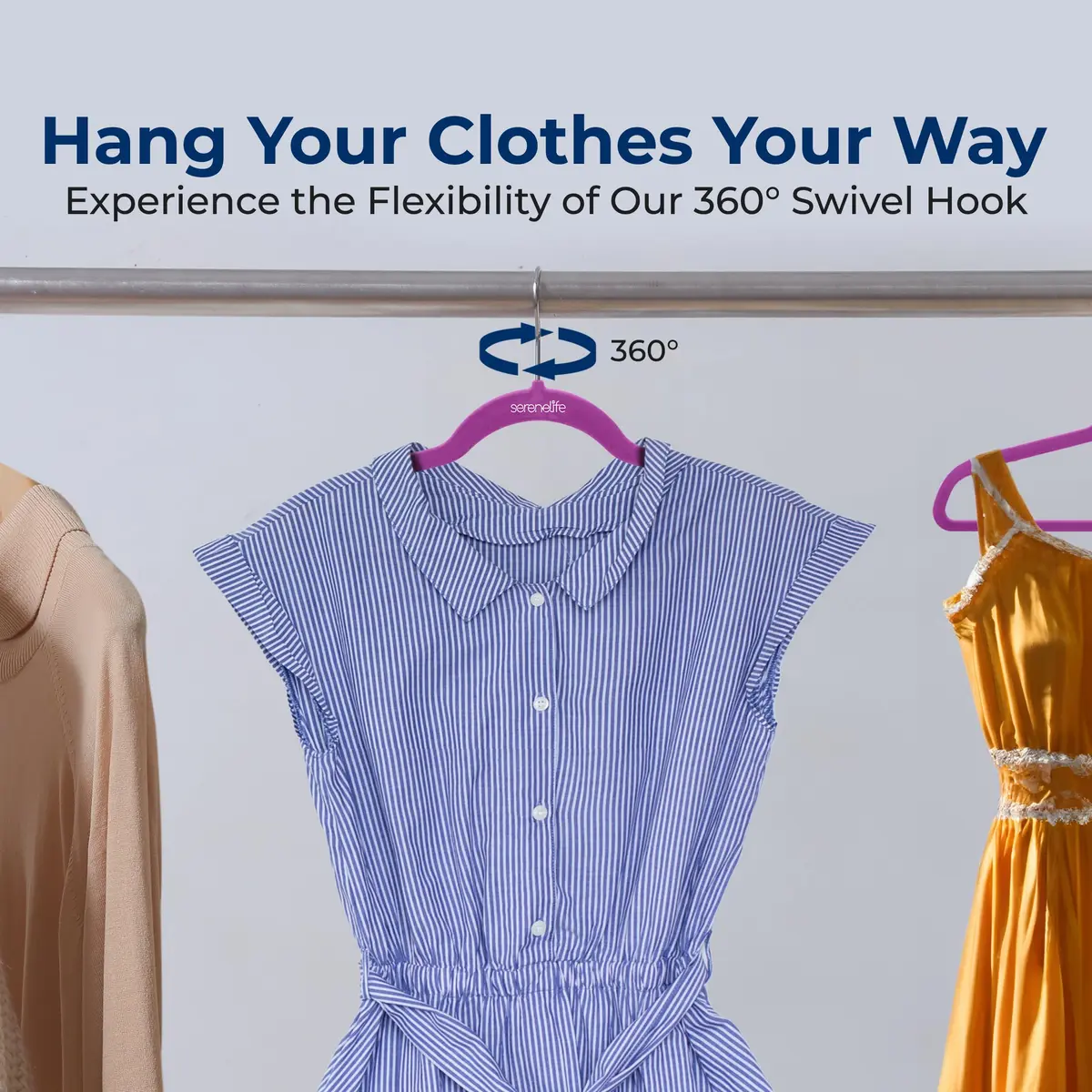 SereneLife Velvet Hangers 100 Pack Slim & Space Saving for Closets | Stylish & Heavy Duty - view 6
