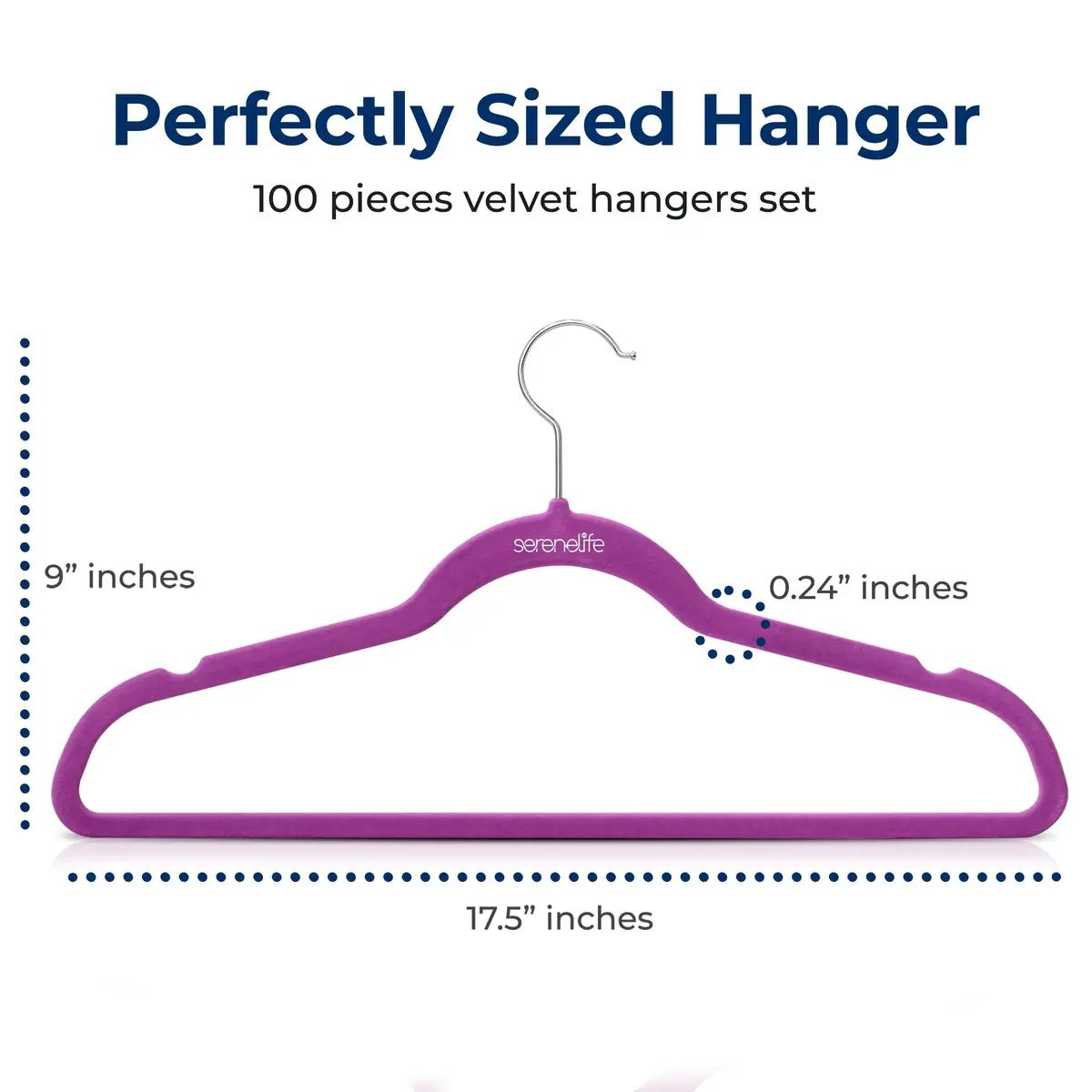 SereneLife Velvet Hangers 100 Pack Slim & Space Saving for Closets | Stylish & Heavy Duty - view 2