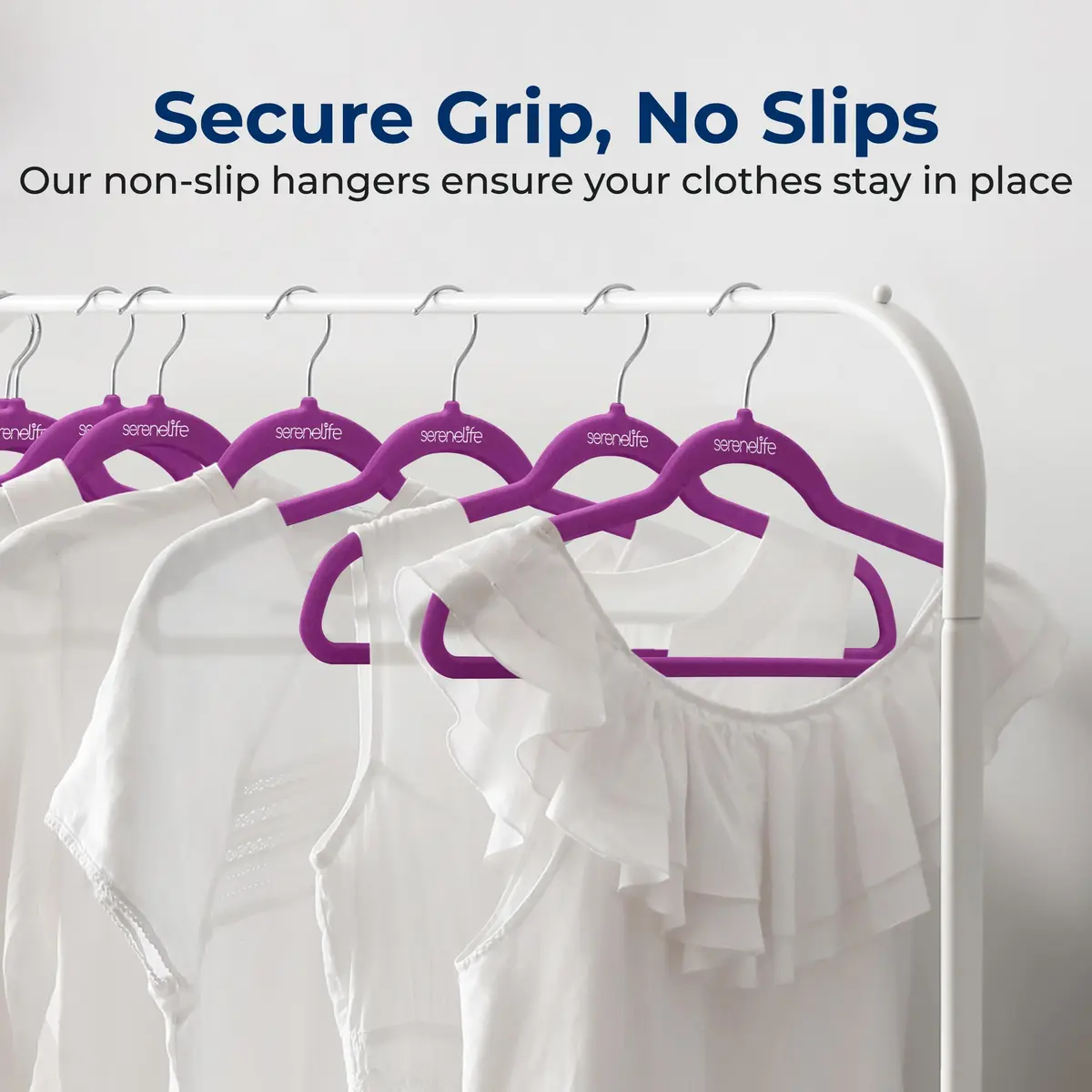 SereneLife Velvet Hangers 100 Pack Slim & Space Saving for Closets | Stylish & Heavy Duty - view 3