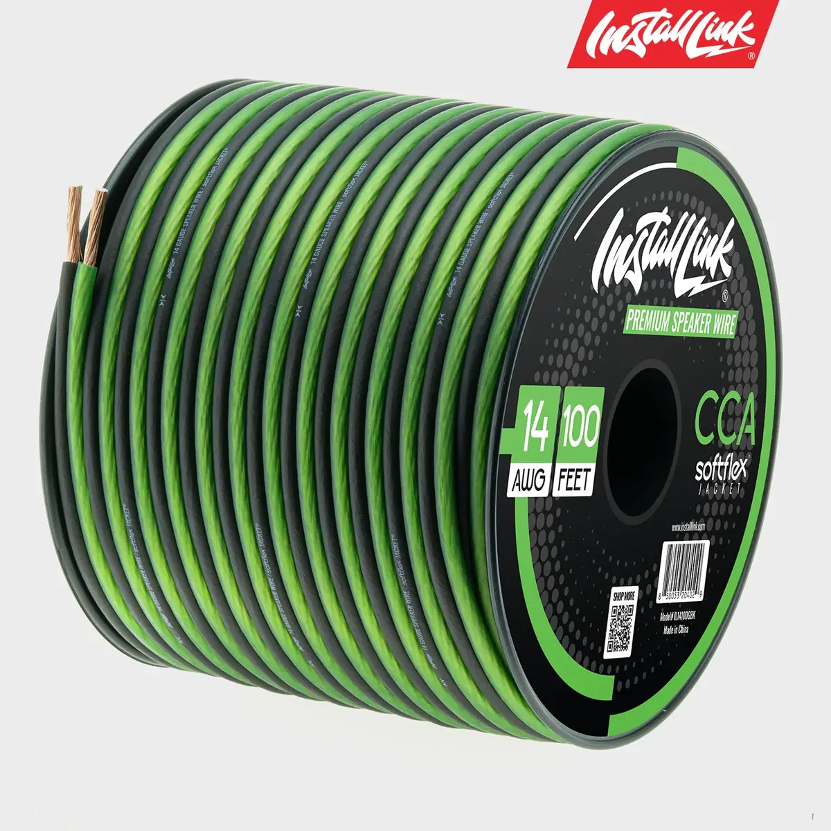 Install Link 14 AWG Gauge Speaker Wire (100 Feet) for Car & Home Theater | Copper Clad Aluminum (CCA) | Frosted Green/Black | Easy Install - view 9