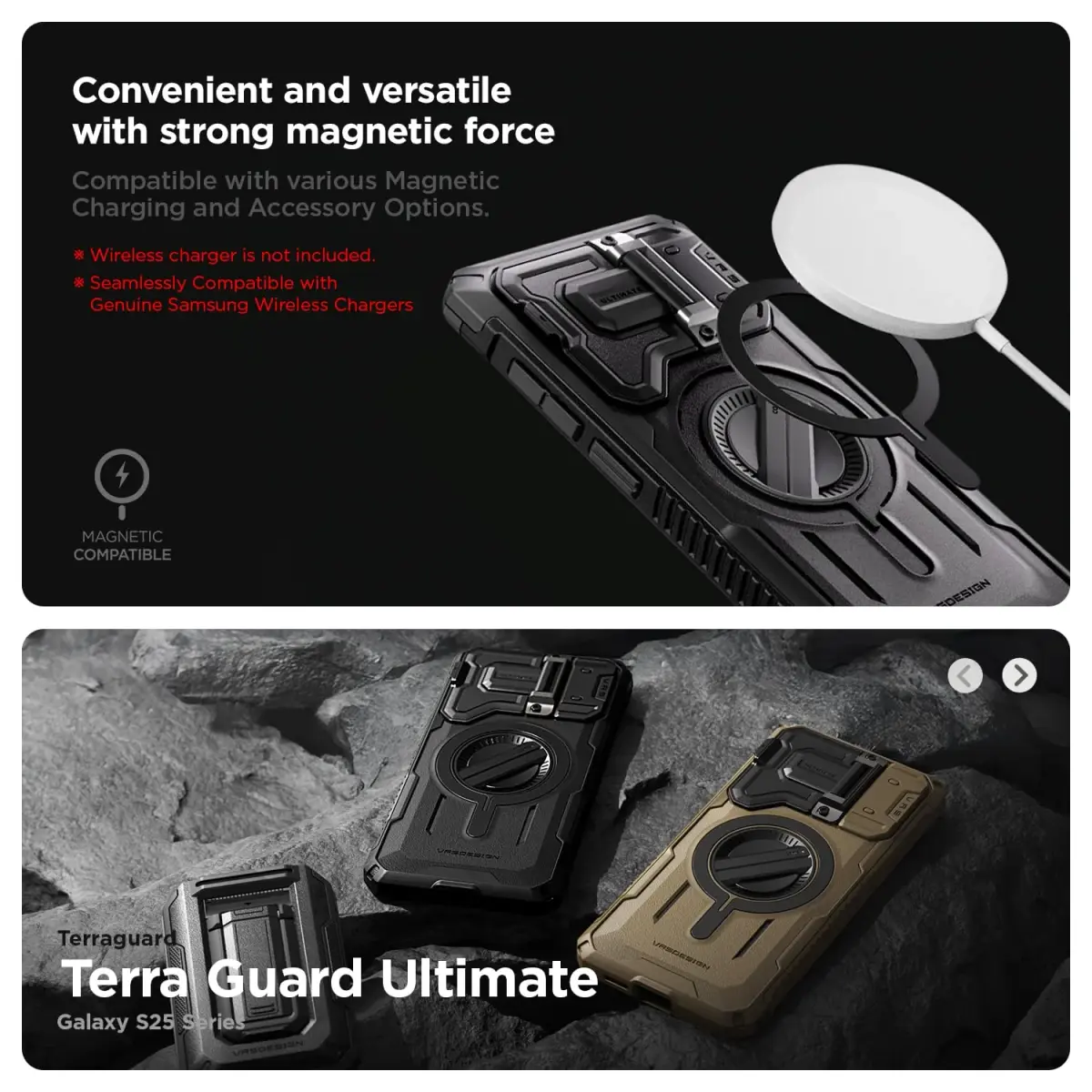 VRS DESIGN Terra Guard Ultimate for Galaxy S24 Ultra Phone Case | Matte Black, Magsafe Compatible, Camera Cover - view 4