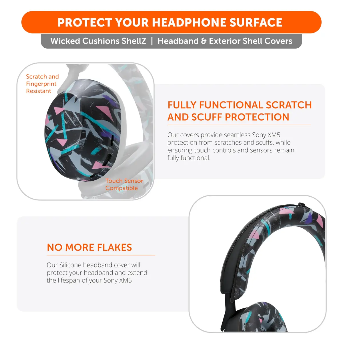 WC ShellZ XM5 - Exterior Shell & Headband Covers for Sony WH1000XM5 | Durable Silicone Fit - view 5