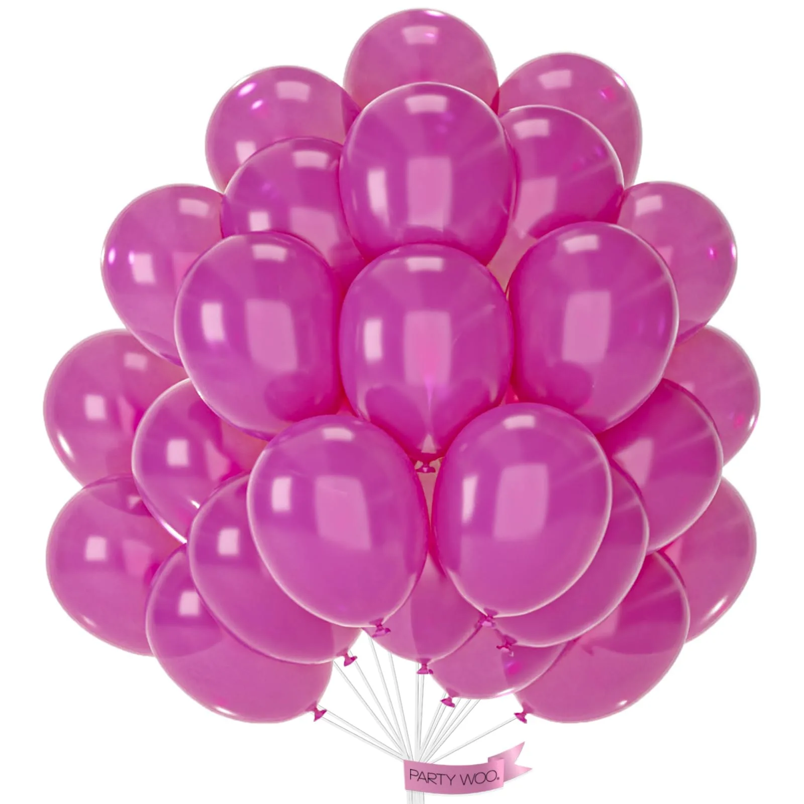 PartyWoo Hot Pink Balloons 50 pcs 12 Inch Pearl Magenta Fuchsia Dark Pink Latex Helium Balloons | Assorted Colors Balloon Value Pack - main product image