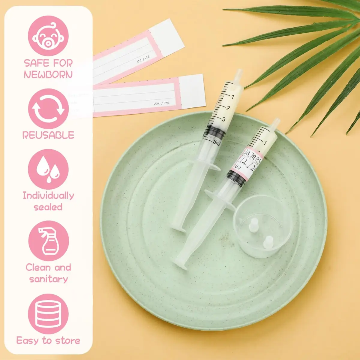 TrelaCo 100 Sets 5 ml Clear Colostrum Syringes with Caps & 20ml Cup | Sterile Sealed for Breast Milk Collection - view 3