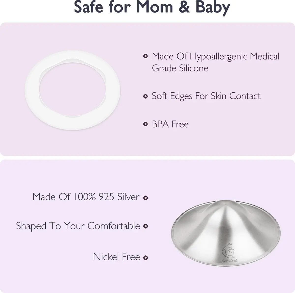 Boboduck 925 Sterling Silver Nipple Cups (2-Pack, X-Large) | Protect & Soothe Sore Nipples - view 4
