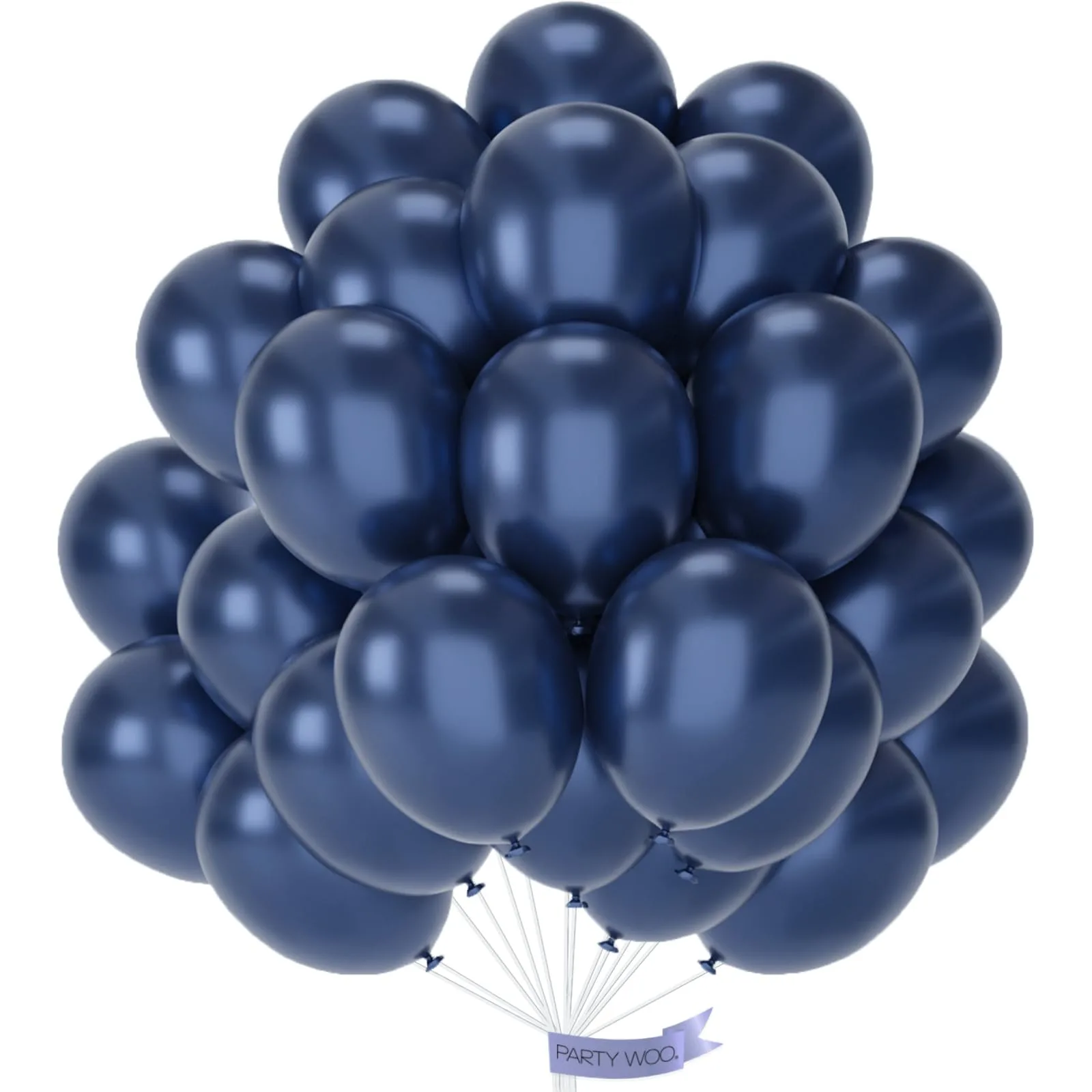 PartyWoo Metallic Navy Blue Balloons 50pcs 12 Inch Chrome Blue Balloons | Assorted Colors Balloon - main product image