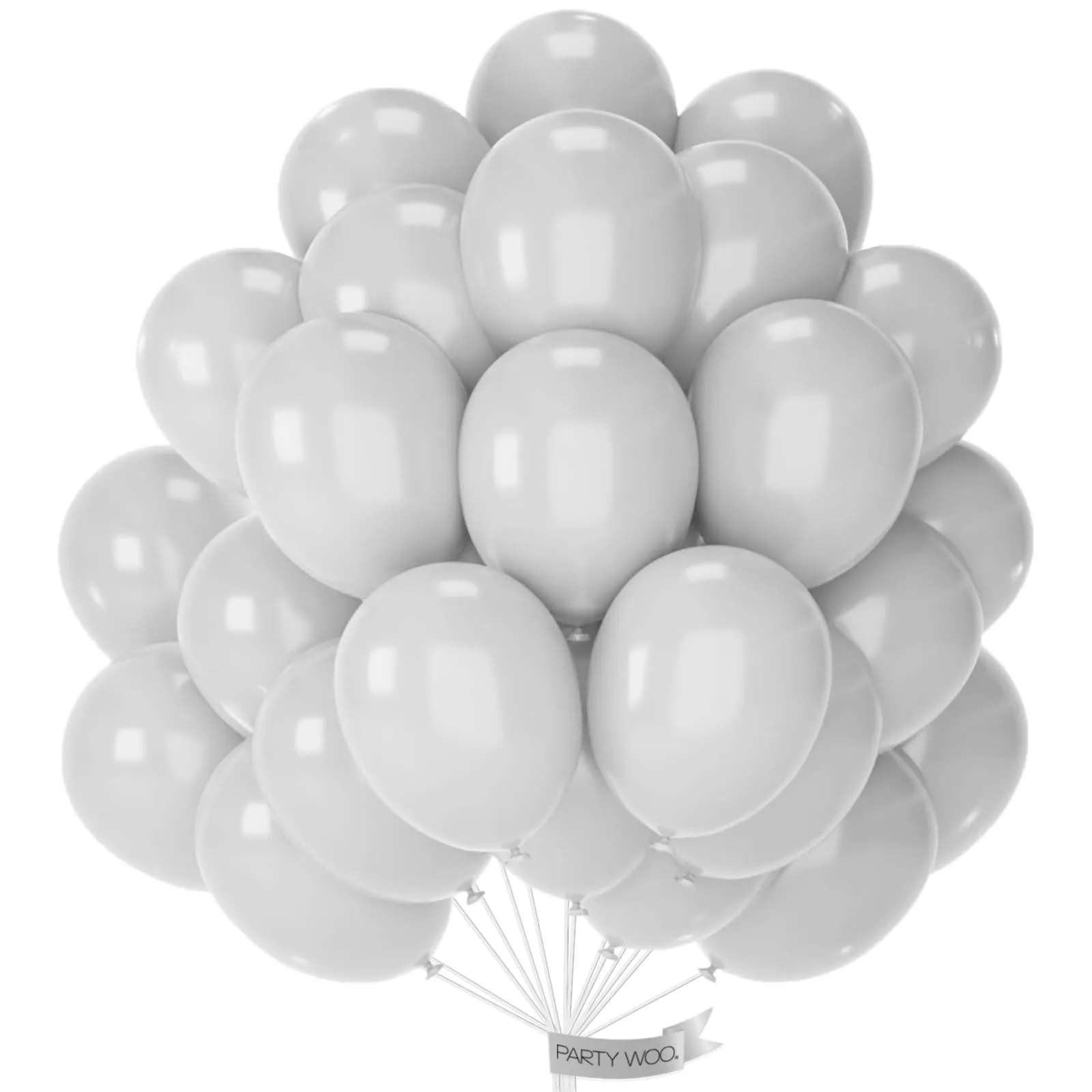 PartyWoo Grey Balloons 50pcs 12 Inch Light Pastel Pale Gray Latex Helium Balloons | Assorted Colors Balloon - main product image