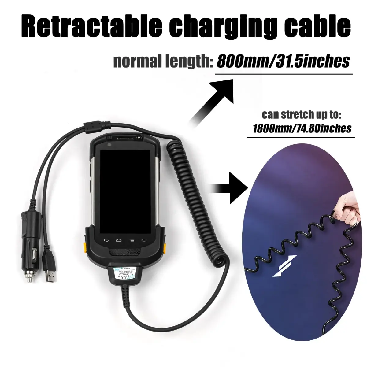 Sicimly 5pcs USB Charger Cable for Zebra TC77 TC70 TC72 TC75 TC75X TC70X TC55 TC720L TC75EK TC75AH TC75GK TC700H TC700K TC77HL CBL-TC7X-USB1-01 Scanner Data Transfer 1.96 m (77.2 inches) - view 7