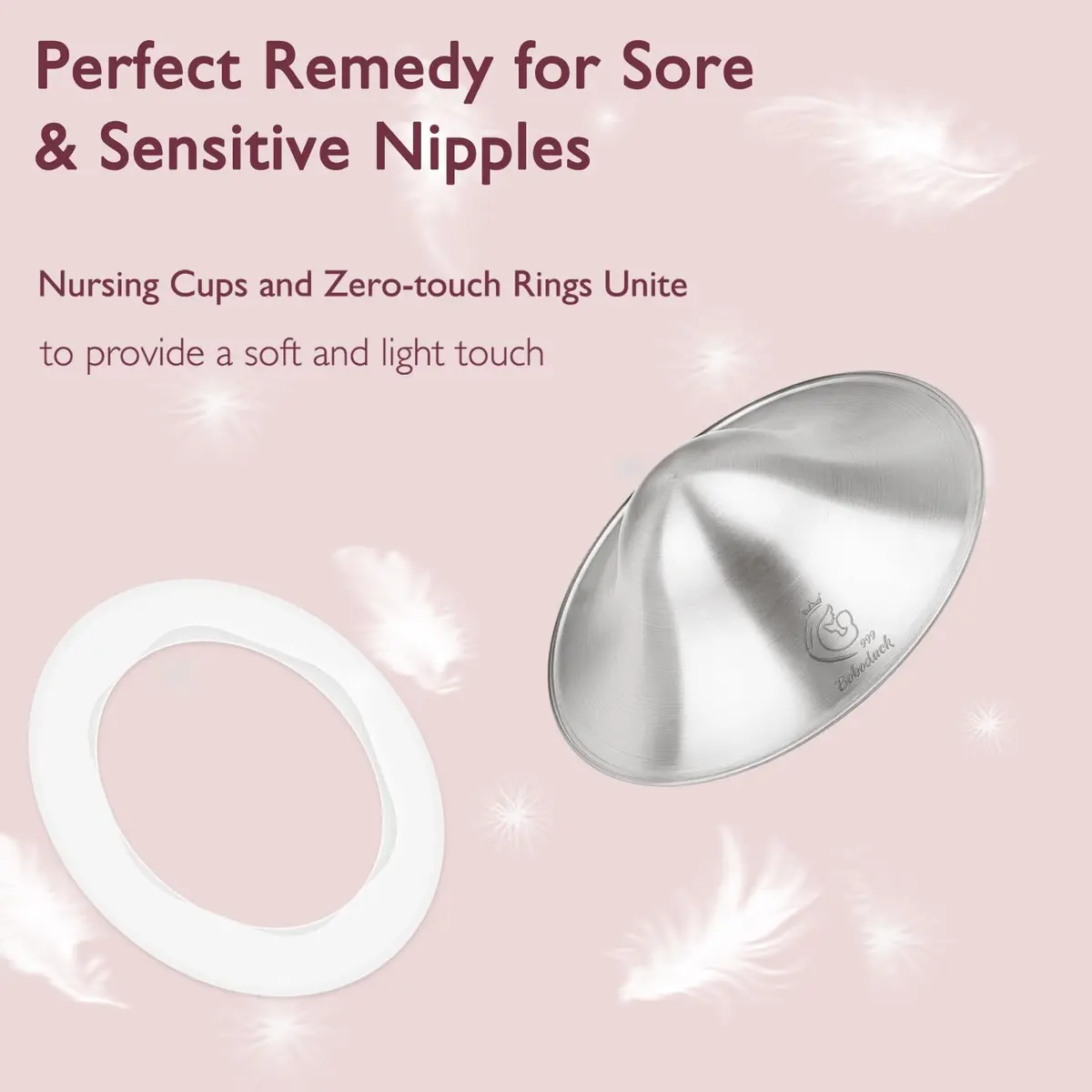Boboduck 999 Sterling Silver Nipple Cups with Silicone Ring (2 Count) | Original Sore Nipple Relief - view 5