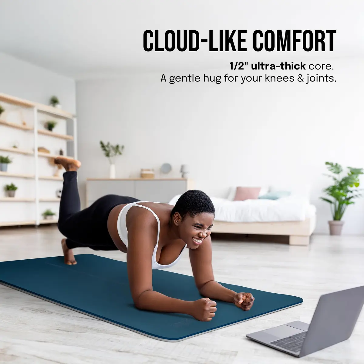gogoKIWI Extra Wide Yoga Mat 72"L x 36"W x 1/2" Thick | Non Slip, Extra Large for Yoga & Fitness - view 5