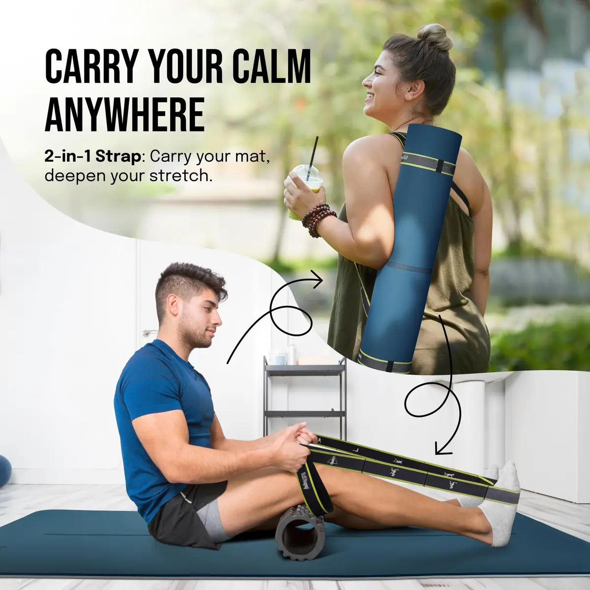 gogoKIWI Extra Wide Yoga Mat 72"L x 36"W x 1/2" Thick | Non Slip, Extra Large for Yoga & Fitness - view 7