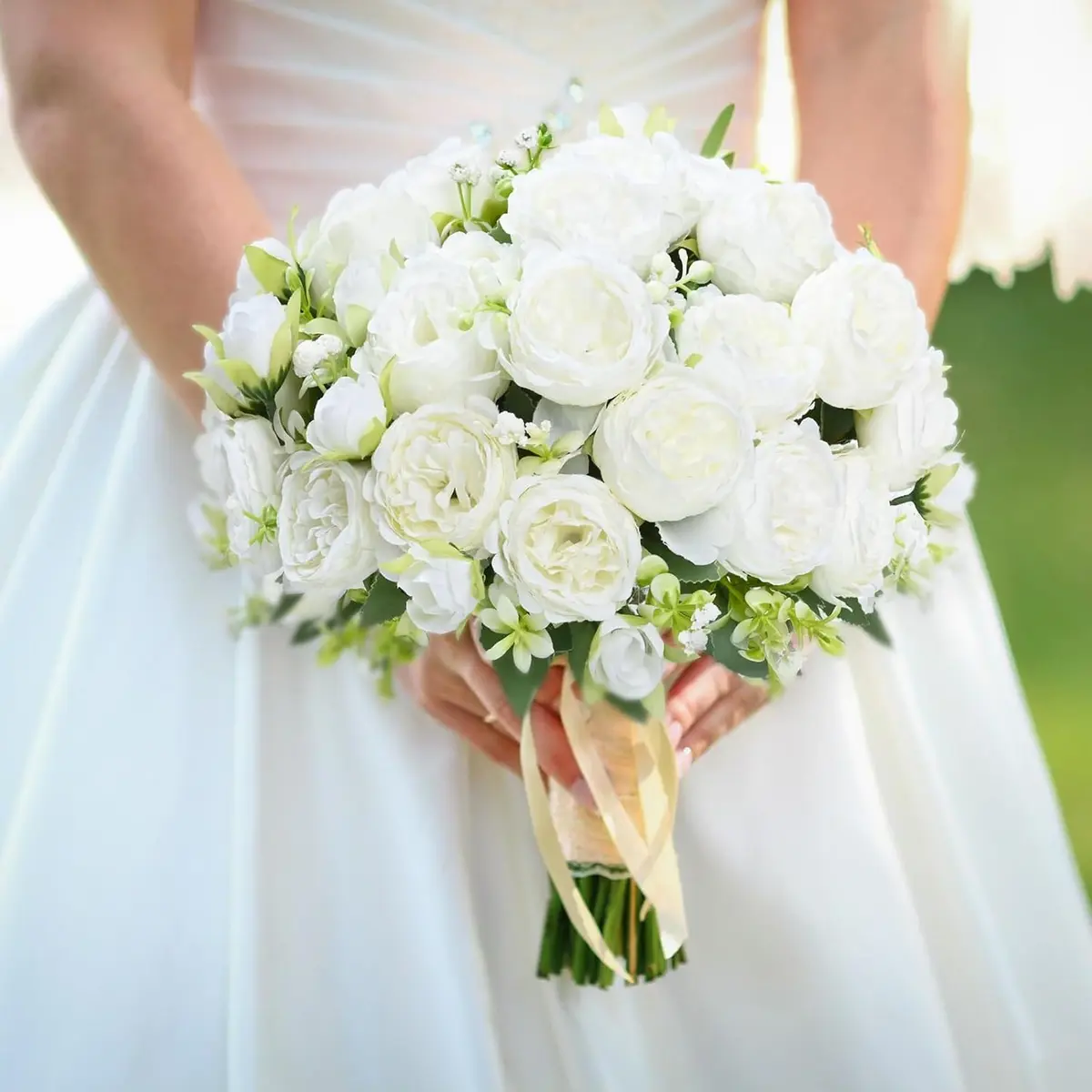 MARTINE MALL White Artificial Peonies Flowers | Silk Fake Bouquet for Home & Wedding Decor - view 5