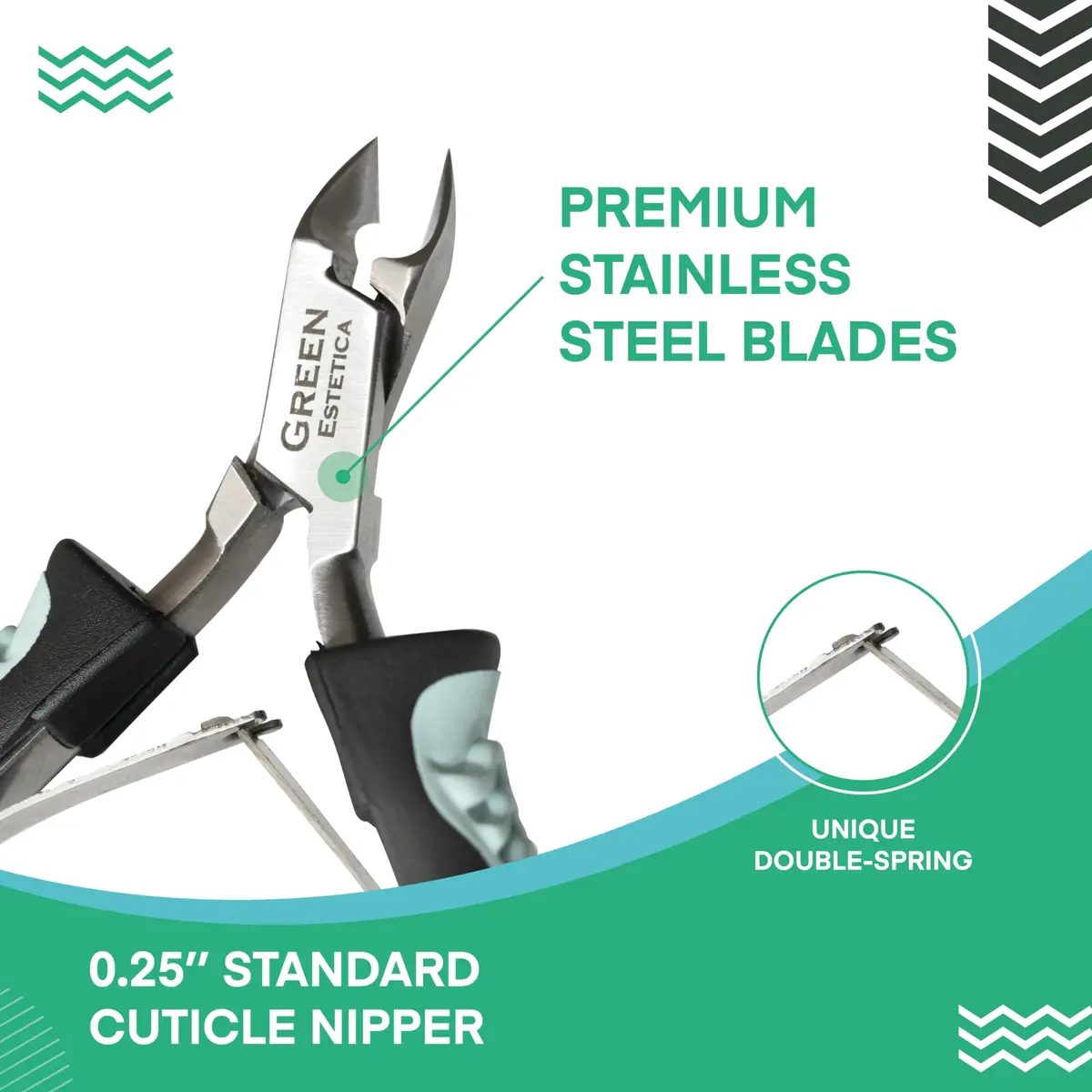 GREEN ESTETICA Cuticle Trimmer with Non-Slip Grip Handle | Stainless Steel Nail Tool for Precise Cuticles - view 2