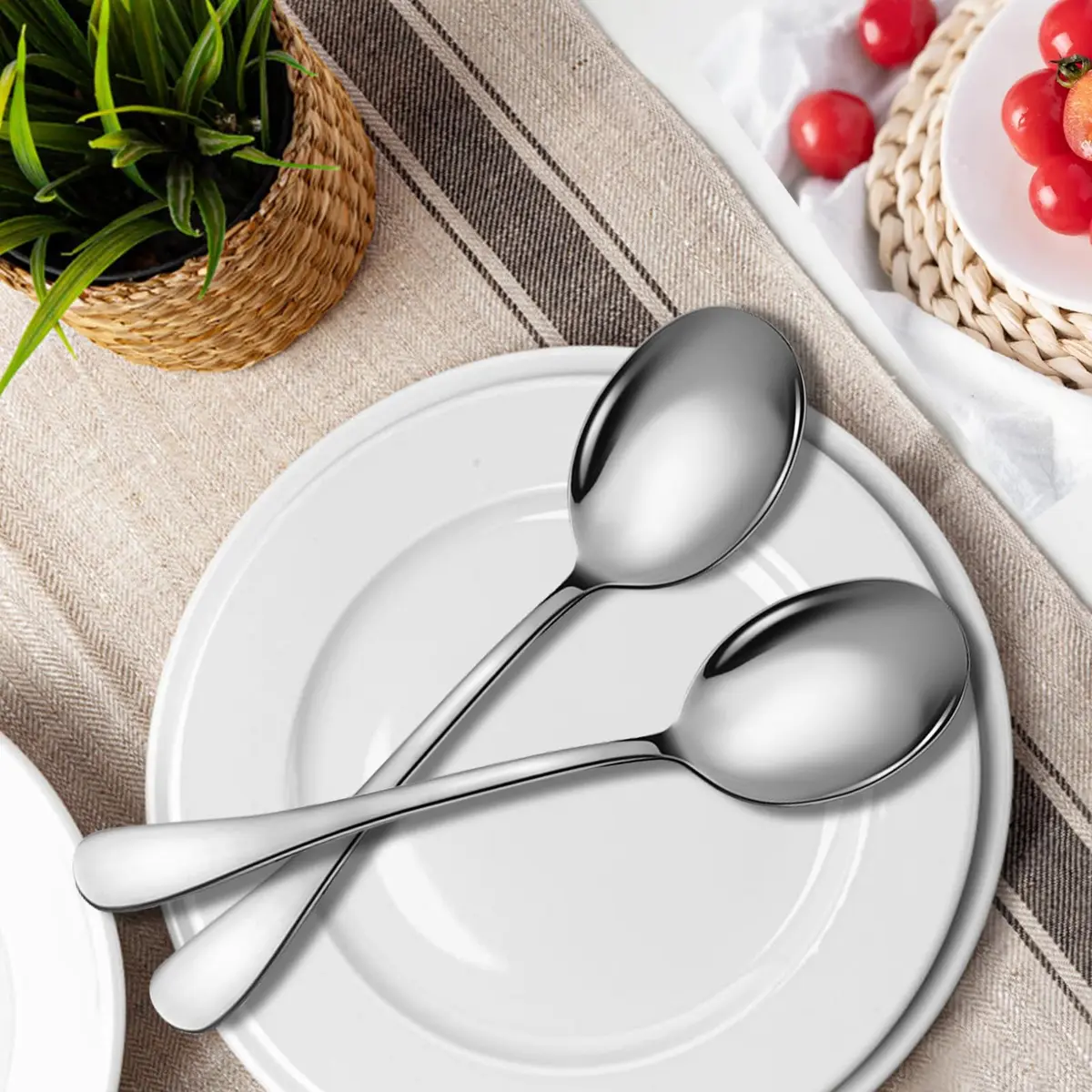 KEYOXY Serving Spoons Set, 8PCS, 10-Inch | Food-Grade Stainless Steel for Parties & Daily Use - view 5