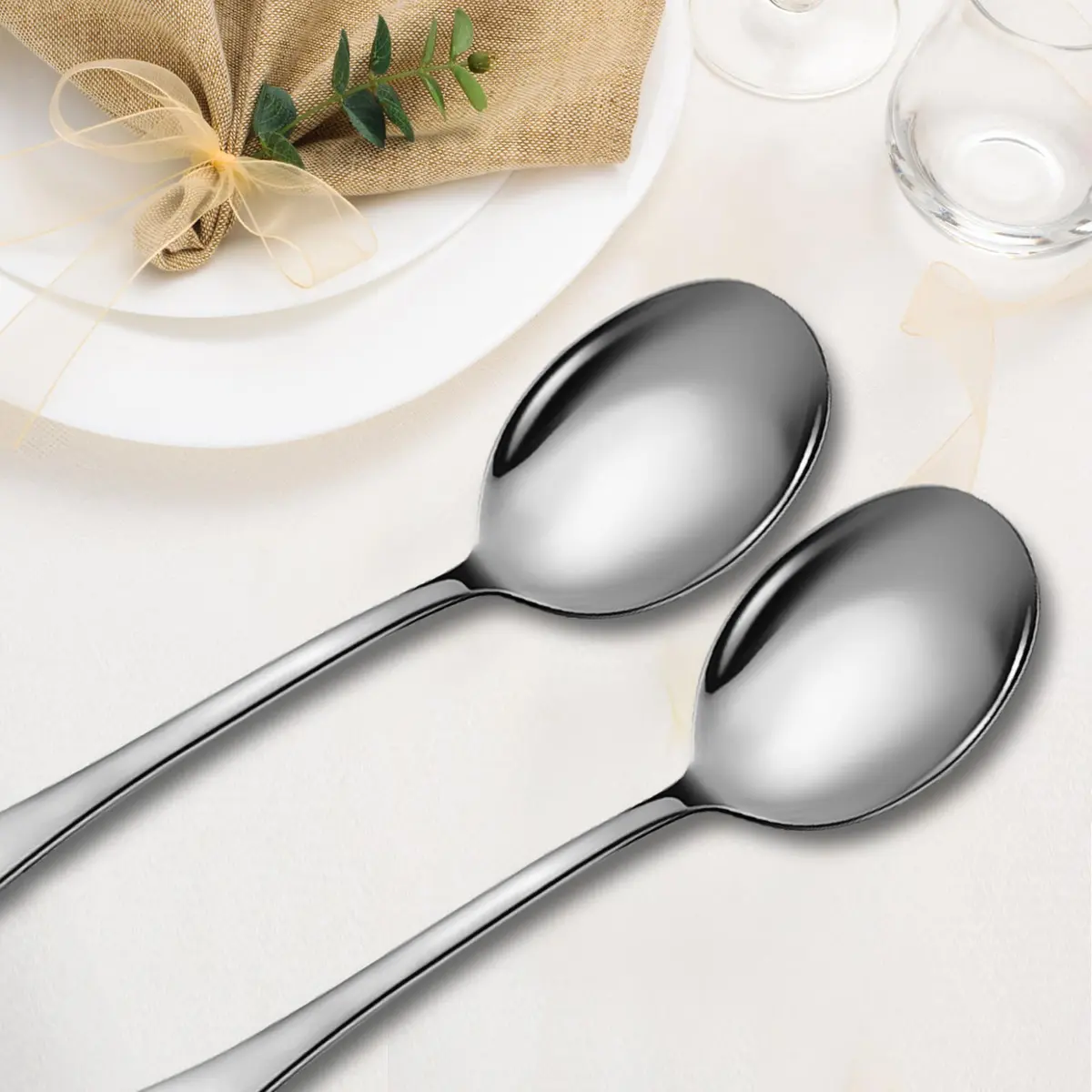 KEYOXY Serving Spoons Set, 8PCS, 10-Inch | Food-Grade Stainless Steel for Parties & Daily Use - view 7